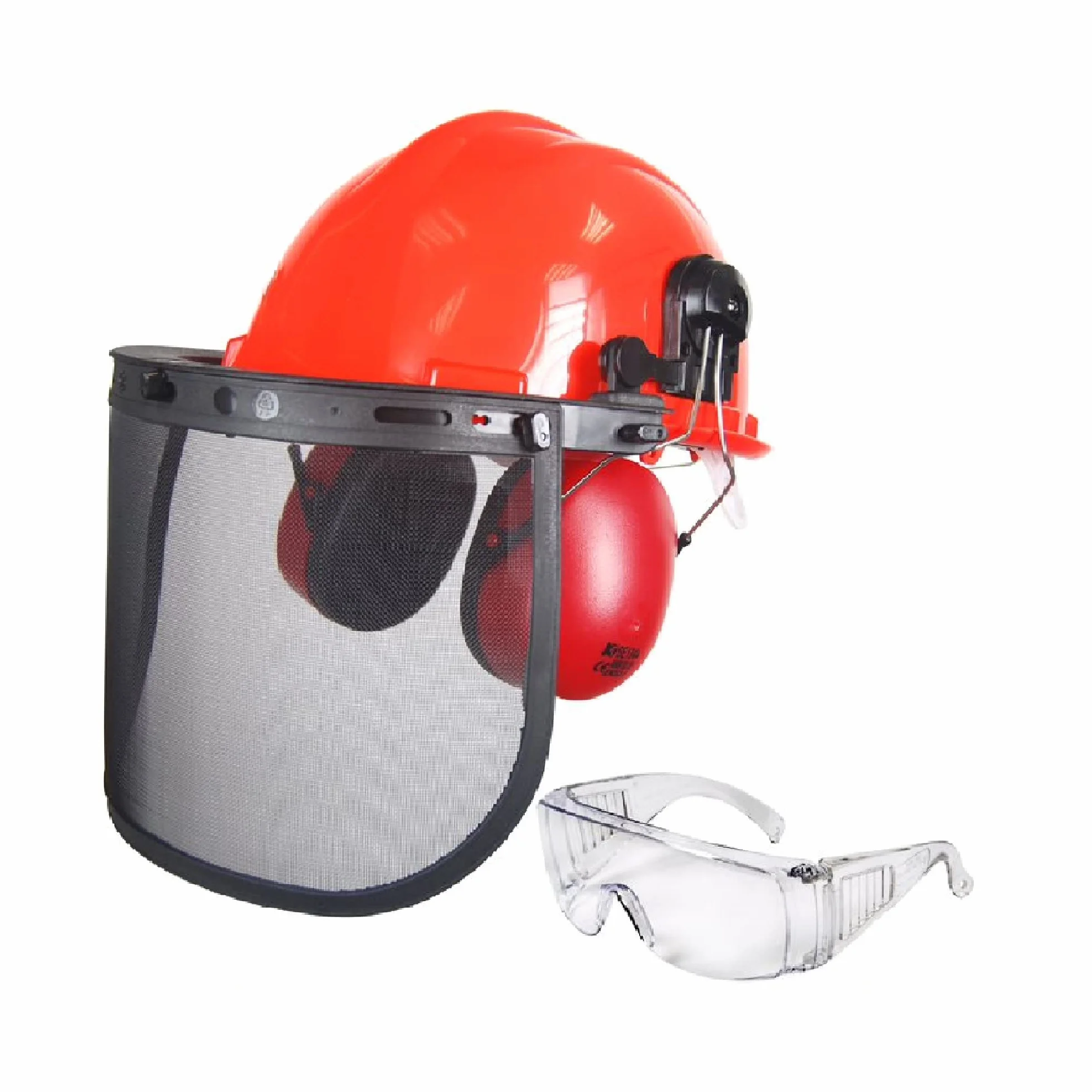 OZAKI – Casco Forestal Profesional para tronzado y desmacheado, con protección contra Ruidos 25 dB, Visera de Malla Clase F 45 m/s y Gafas