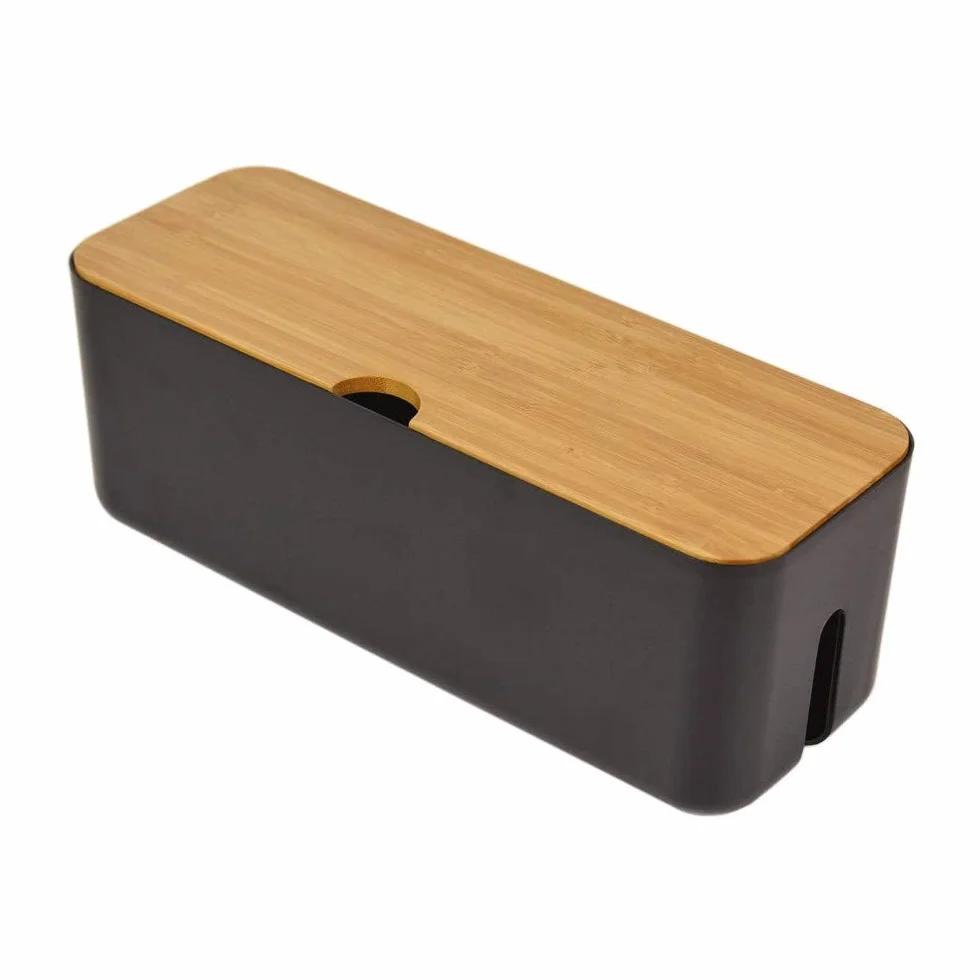Caja organizadora de Cables| Organizador de regletas|Caja organizadora de Cables|Oculta y Oculta regletas y Cables eléctricos de televisores, Ordenadores y escritorios (Black)