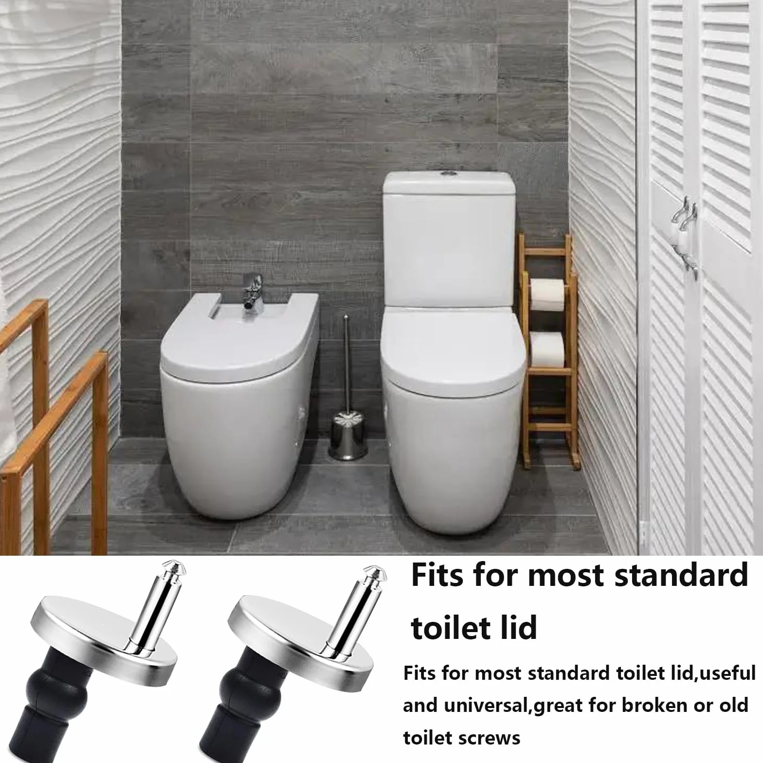 Tornillos para asiento de inodoro,2 Bisagras Tapa WC,Fijación de Asientos de Inodoro,con Goma Tornillos para Montar y Fijar la Tapa del Inodoro