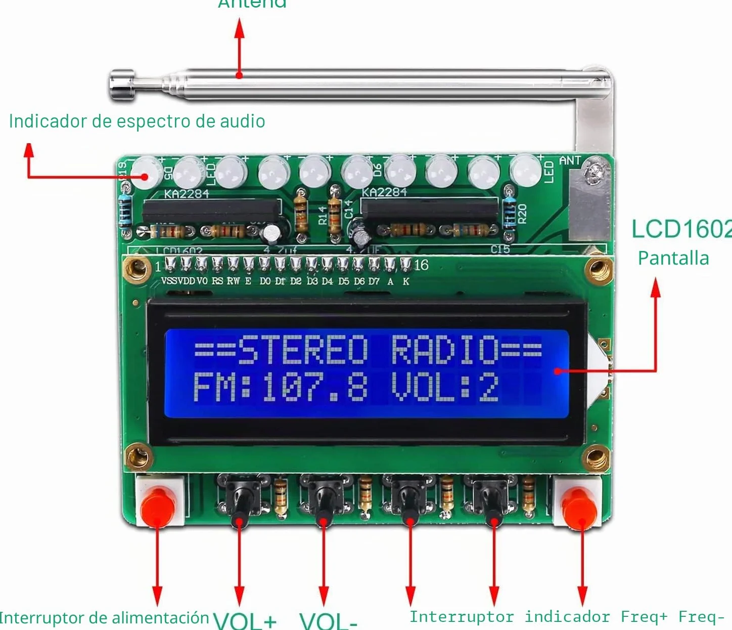 DONGKER Kit de Radio FM Digital Con Pantalla LCD 87-108 MHz, Proyecto de Soldadura, Electrónica, Receptor Inalámbrico Para Aprendizaje y Enseñanza