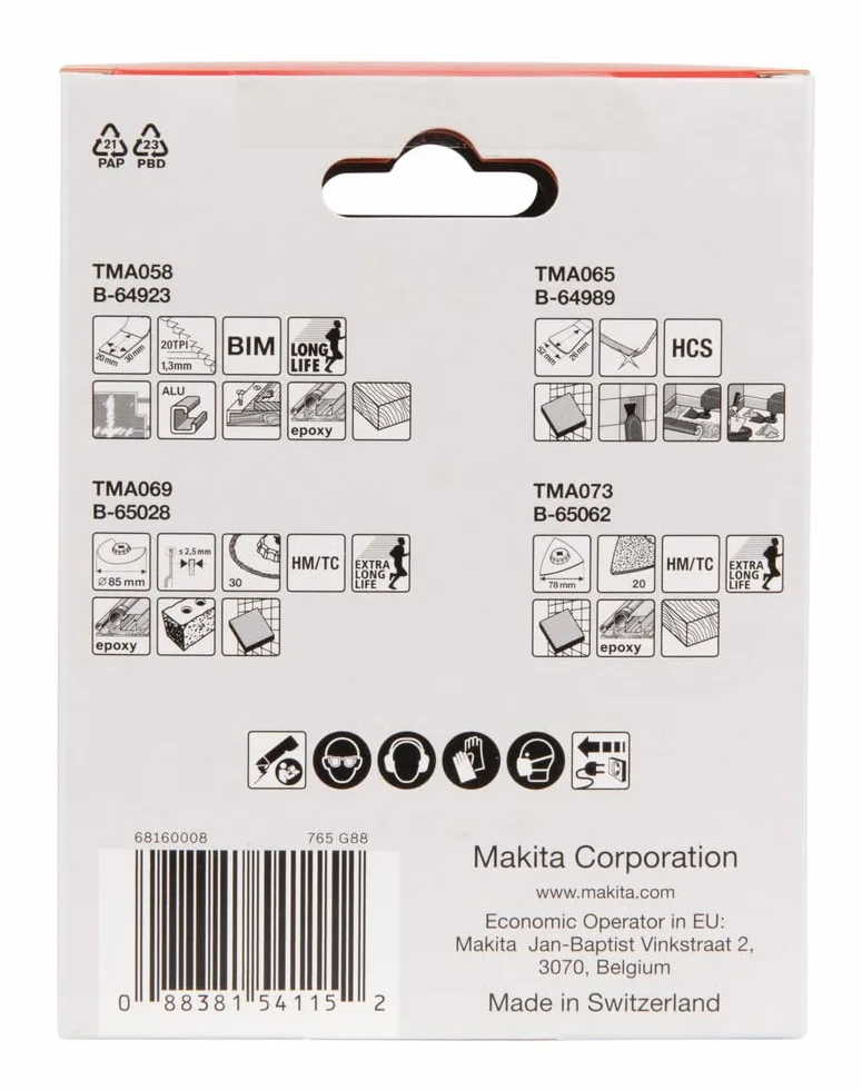 Makita B-67496 - Set de cuchillas multitool starlock, Multicolor