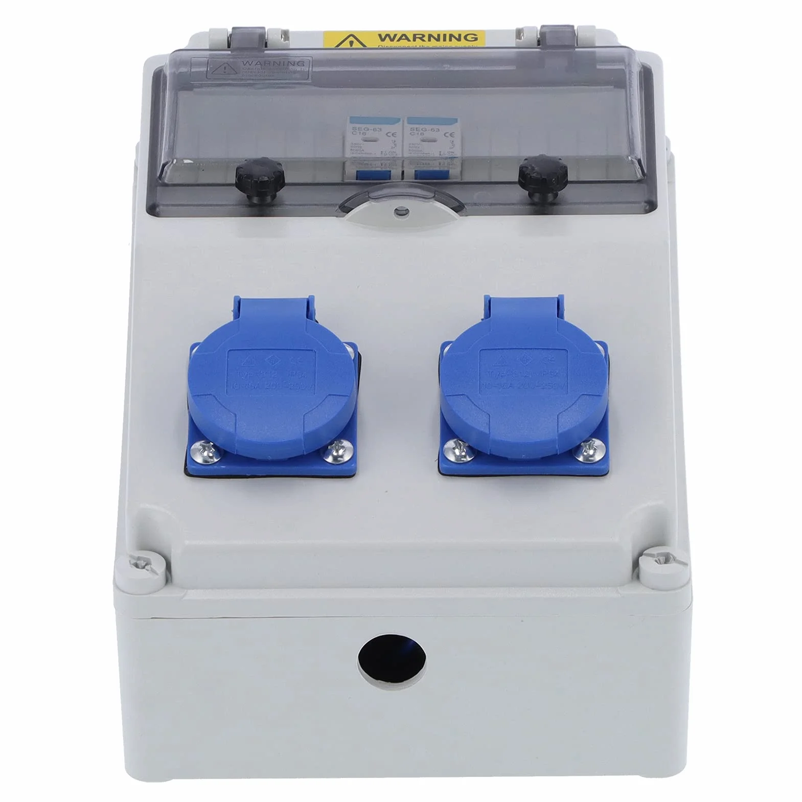 Distribuidor de pared de 2 posiciones, 16 A 220 – 250 V, distribuidor de corriente de construcción, distribuidor de corriente para montaje en pared, IP65 (enchufe de la UE)