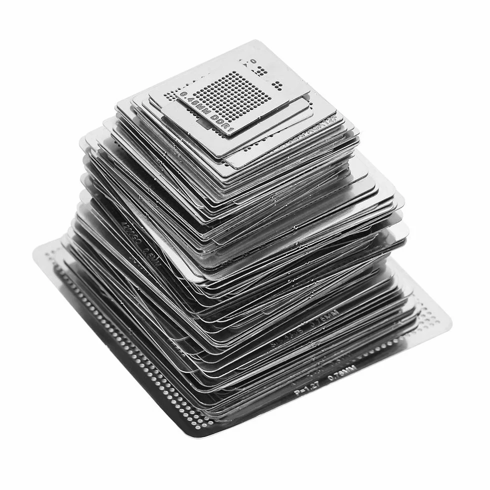 130 Uds. Plantillas de Reballing BGa Universales, Plantilla de Malla de Acero para Soldar, Kit de Juego de Calor Directo, Herramientas de Reparación de Teléfonos de Red de Retrabajo