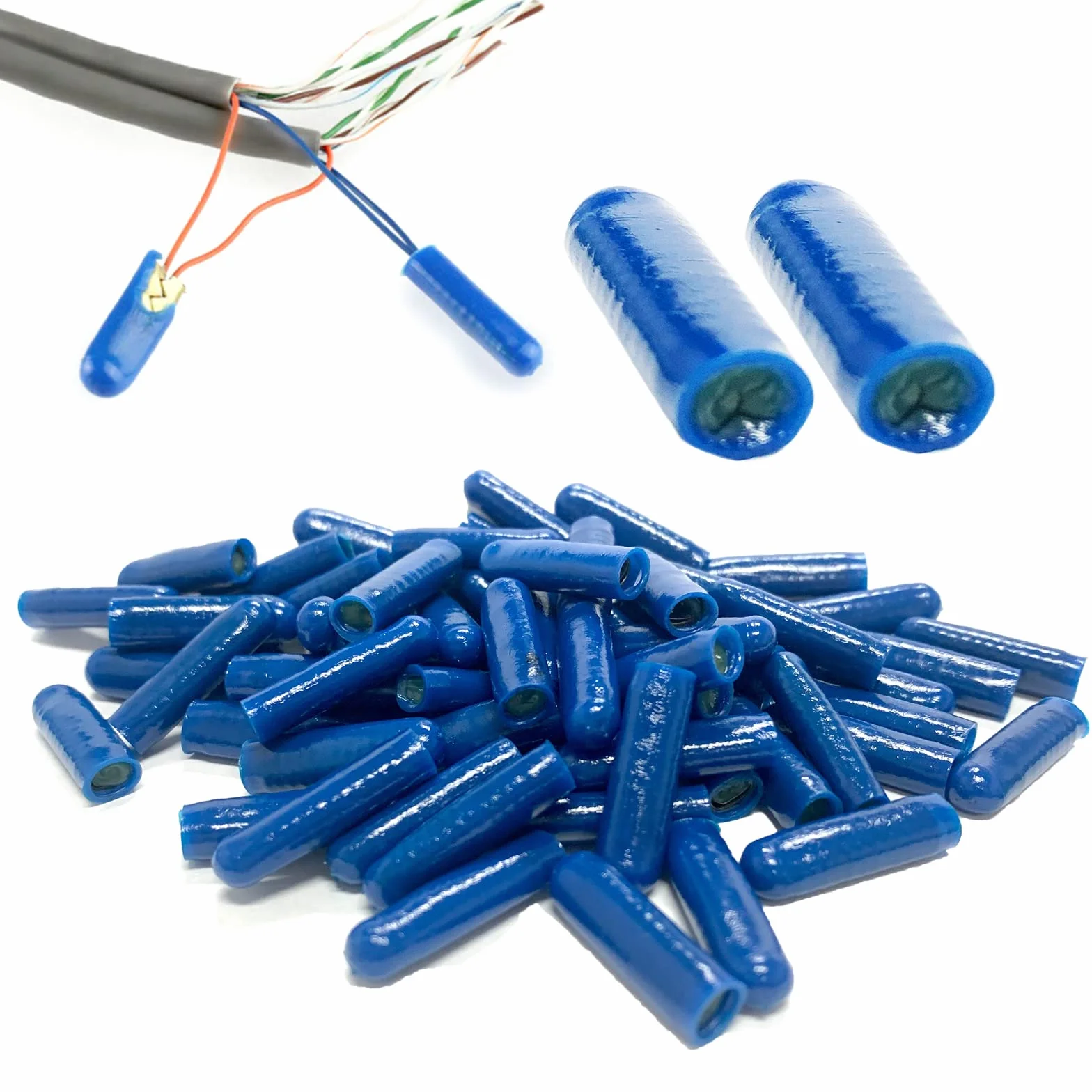 Conectores de Cable de Alambre Rellenos de Gel Tipo B, Empalme de Silicona para Alarma Telefónica para Aplicación de Bajo Voltaje, Azul (1000 Pcs)