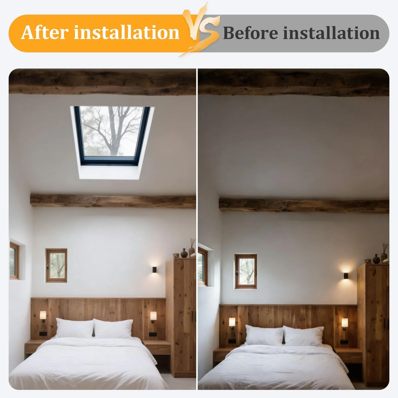 Ventana de Techo Eléctrica con Control Remoto, Tragaluz de Aluminio con Vidrio Templado Doble, Sensor de Lluvia Automático, Claraboya para Azotea, Sótano, Ático(White,LxW 70 x 70 cm)
