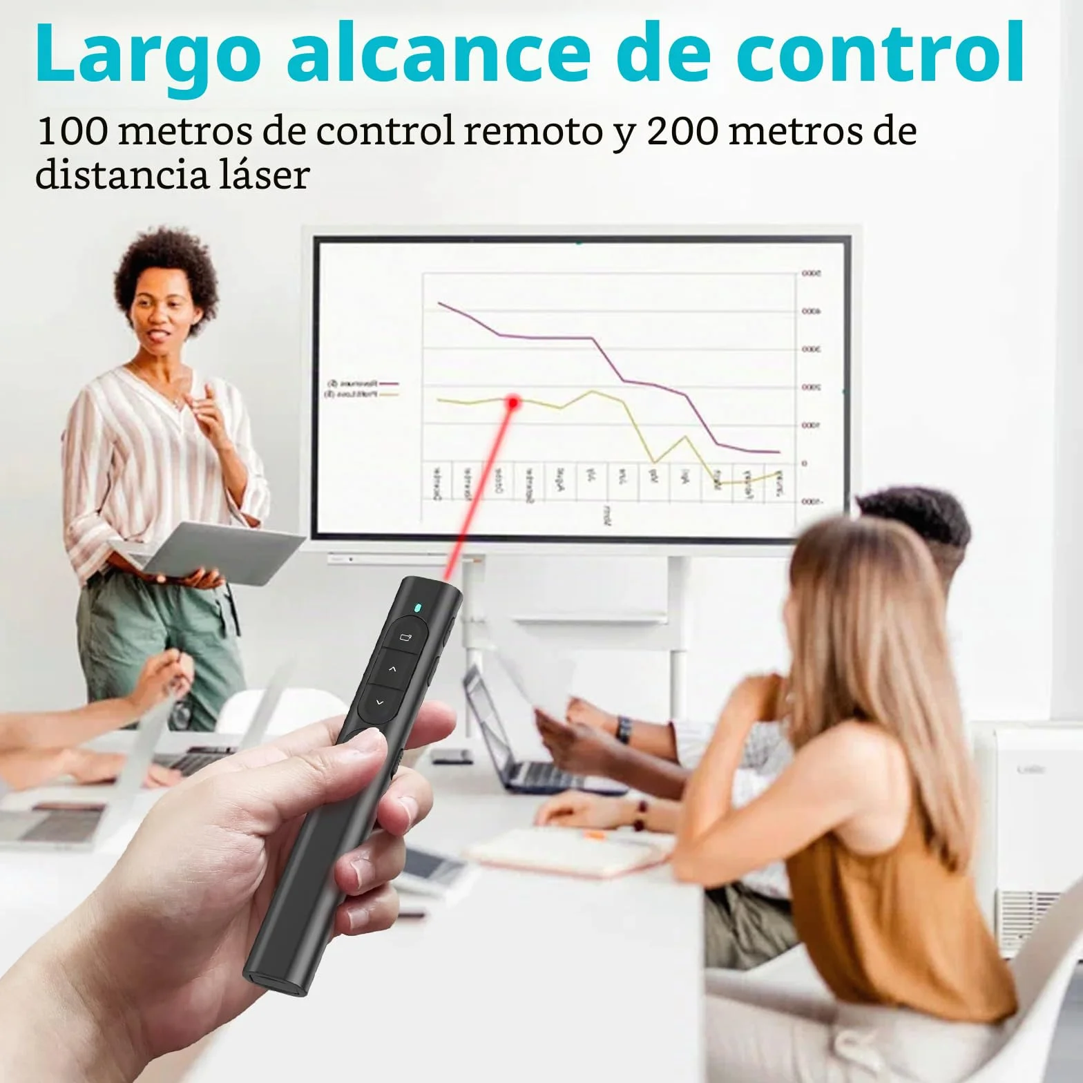 elzle Presentador Inalámbrico para PowerPoint, Control Remoto con de Hipervínculo y Regulador de Volumen, Compatible con Mac, PC y Portátiles, para Reuniones y Conferencias - Negro