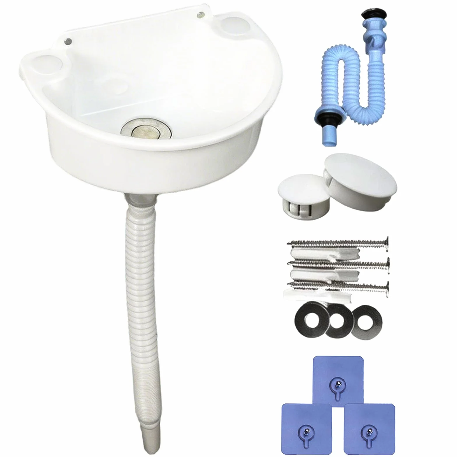 Fregadero Utilitario De PláStico, Lavabo Semicircular Pared Con Tubo De DesagüE 75cm Ahorra Espacio 29,5x21x10,5 Cm Para BañOs Aseos De Invitados Jardines Campings Y Obras De ConstruccióN