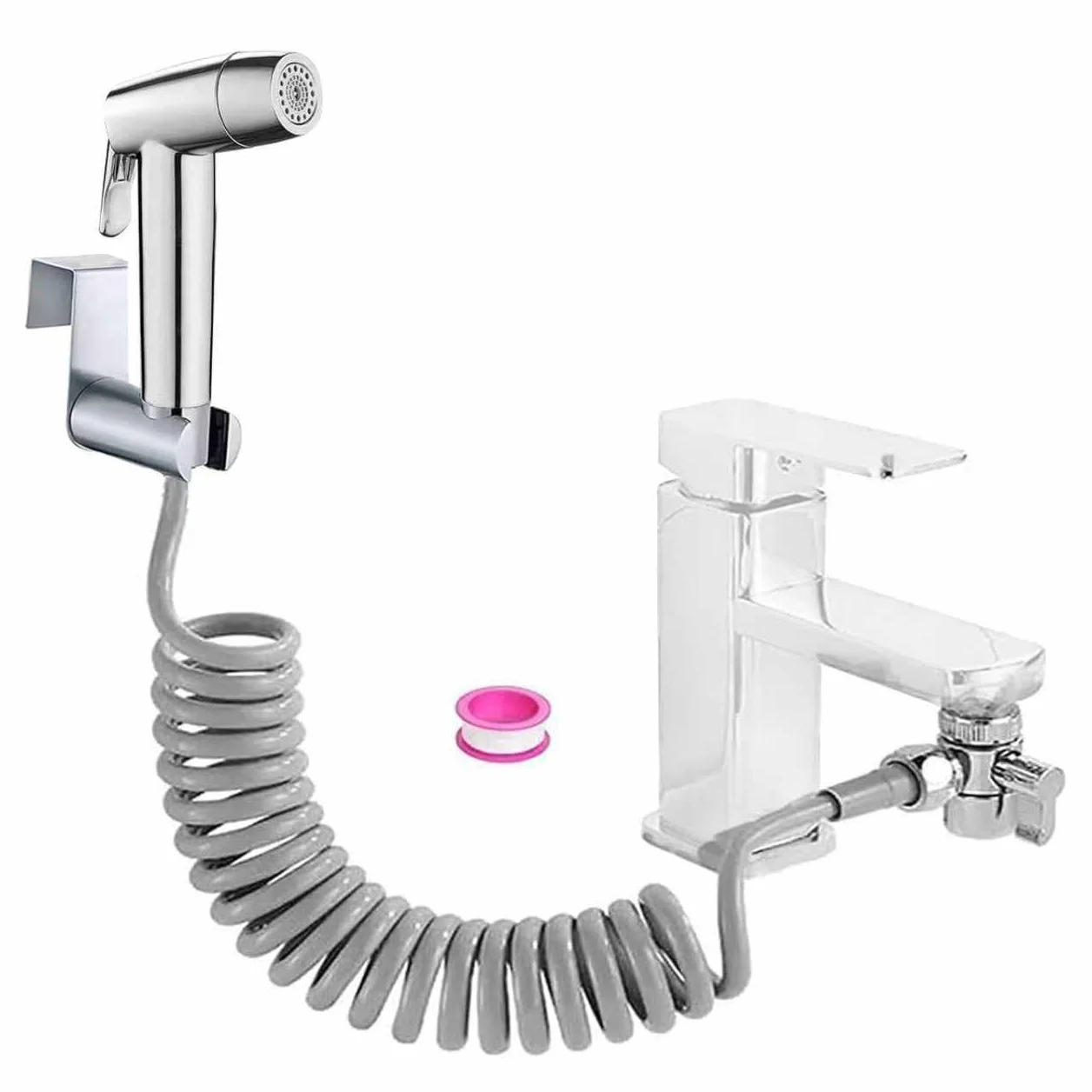 Bidet Handbrause Set ABS-Kunststoff Doppelstrahl-Modus Düse Federschlauch Wandhalterung