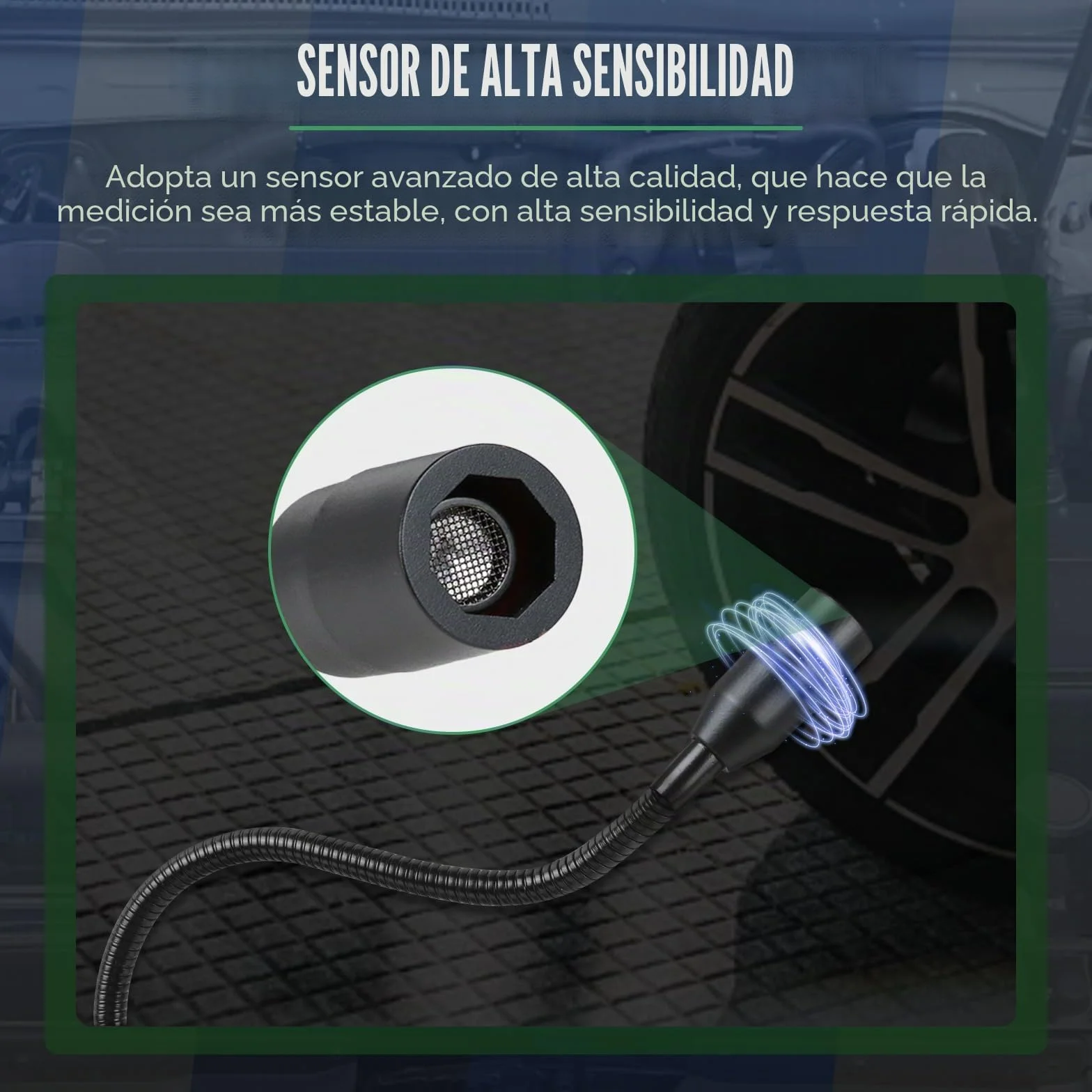 Detector de Fugas ultrasónico, Herramientas de detección de Fugas Detector de Fugas de Aire de 40 KHz ± 2 KHz Buscador de Ruido automotriz con Auriculares Sensor Sensible de sonda de 420 mm