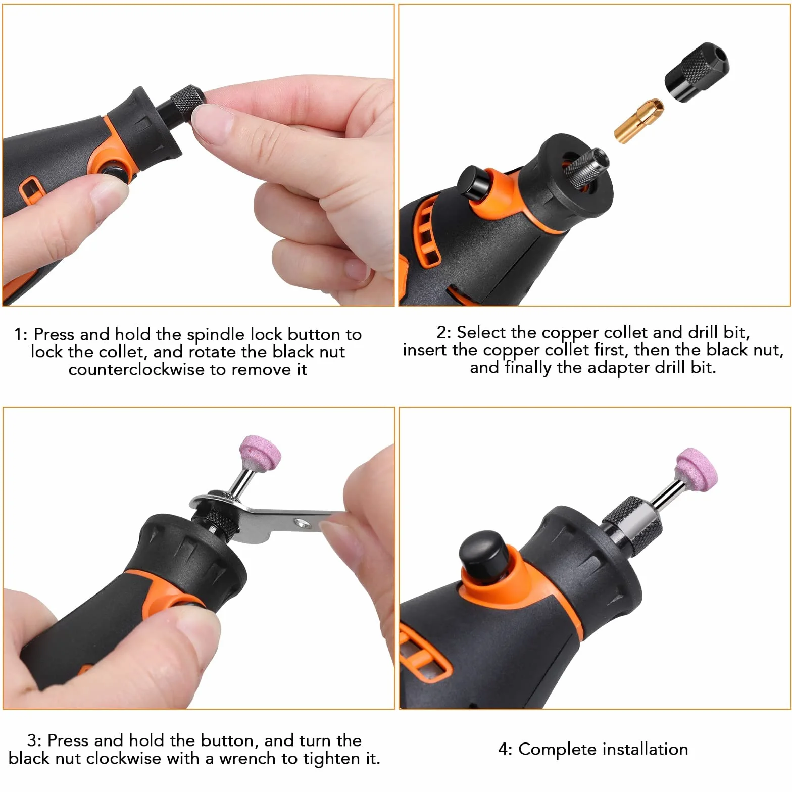 Juego de Mini Amoladora y Mini Taladros Electricos 212PCS, 6 Velocidades Ajustable, 8000-35000RPM - Tiene Las Funciones de Cortar, Grabar, Perforar, Esmerilar, Pulir