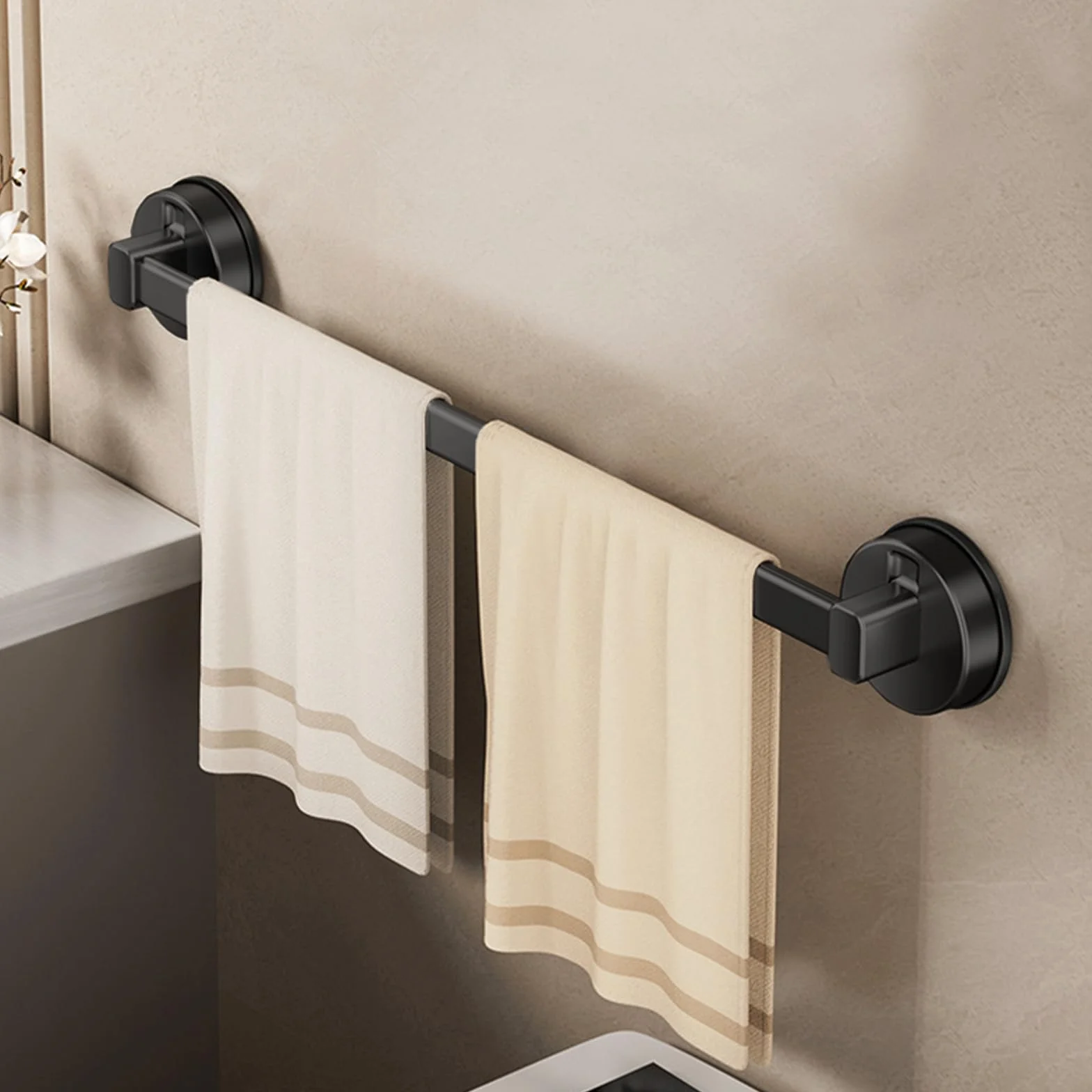 Toallero Ventosa, Toalleros de Baño Sin Taladro, Colgador Toalla Baño, Toallero Ducha, Toallero de Mano Extraíble y Resistente para Baño, Puerta, Ducha y Accesorios de Cocina