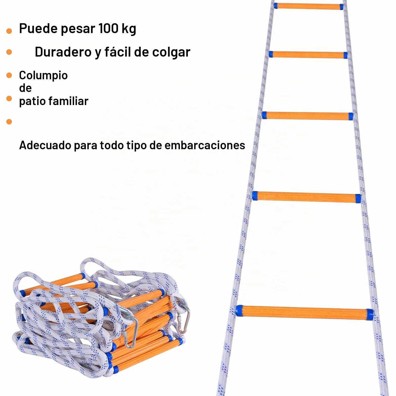 Escalera de Cuerda, Escaleras de Emergencia 3M Escalera de Cuerda de Seguridad Portátil Escalera Plegable con 2 Ganchos para Ventana Balcón y Barandilla para Niños Adultos (10 mm)