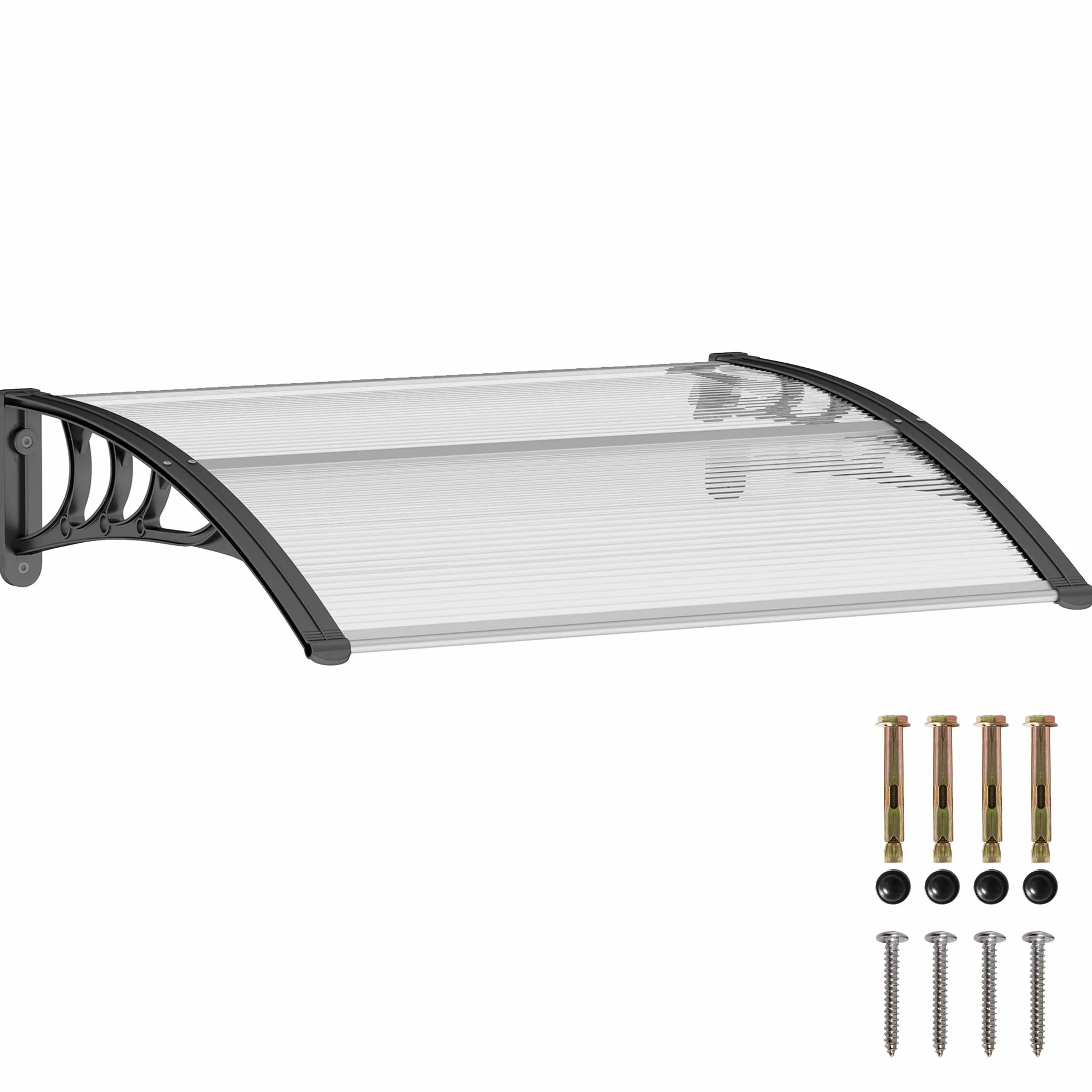 Outsunny Marquesinas Exterior para Puertas y Ventanas 75x100 cm Tejadillo de Protección contra Sol y Lluvia con Soporte de Aleación de Aluminio Transparente