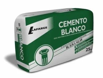 Cemento blanco Lafarge Saco de 25kg. Mortero de color blanco decorativo