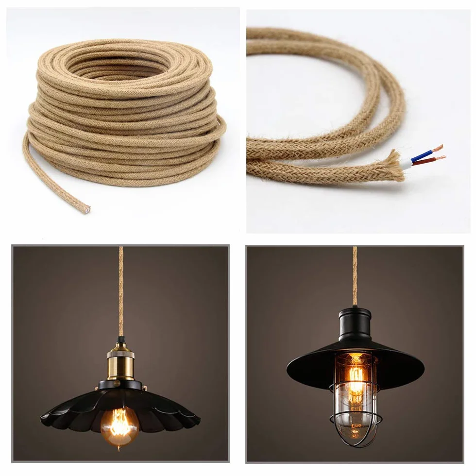 GreenSun Cable Trenzado Vintage - 2 Hilos Cable Electrico 20 Metros Cable Cuerda 2x0,75mm² para Lámparas de Araña, Lámparas DIY, Beige