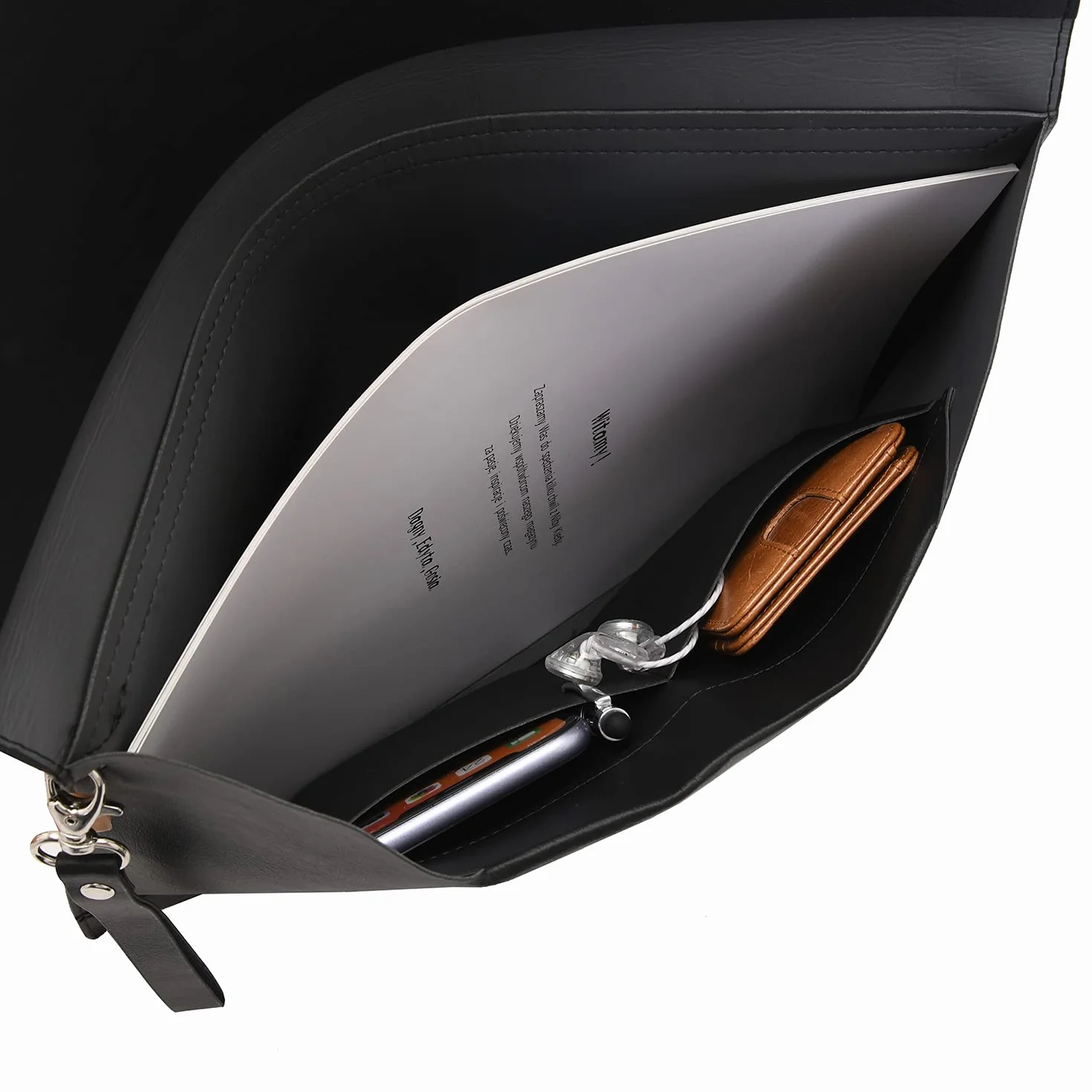 Wonderpool A4 Funda de PU Cuero Sobres Archivos con Bolsillos Internos Organizador Multifunción (Negro)