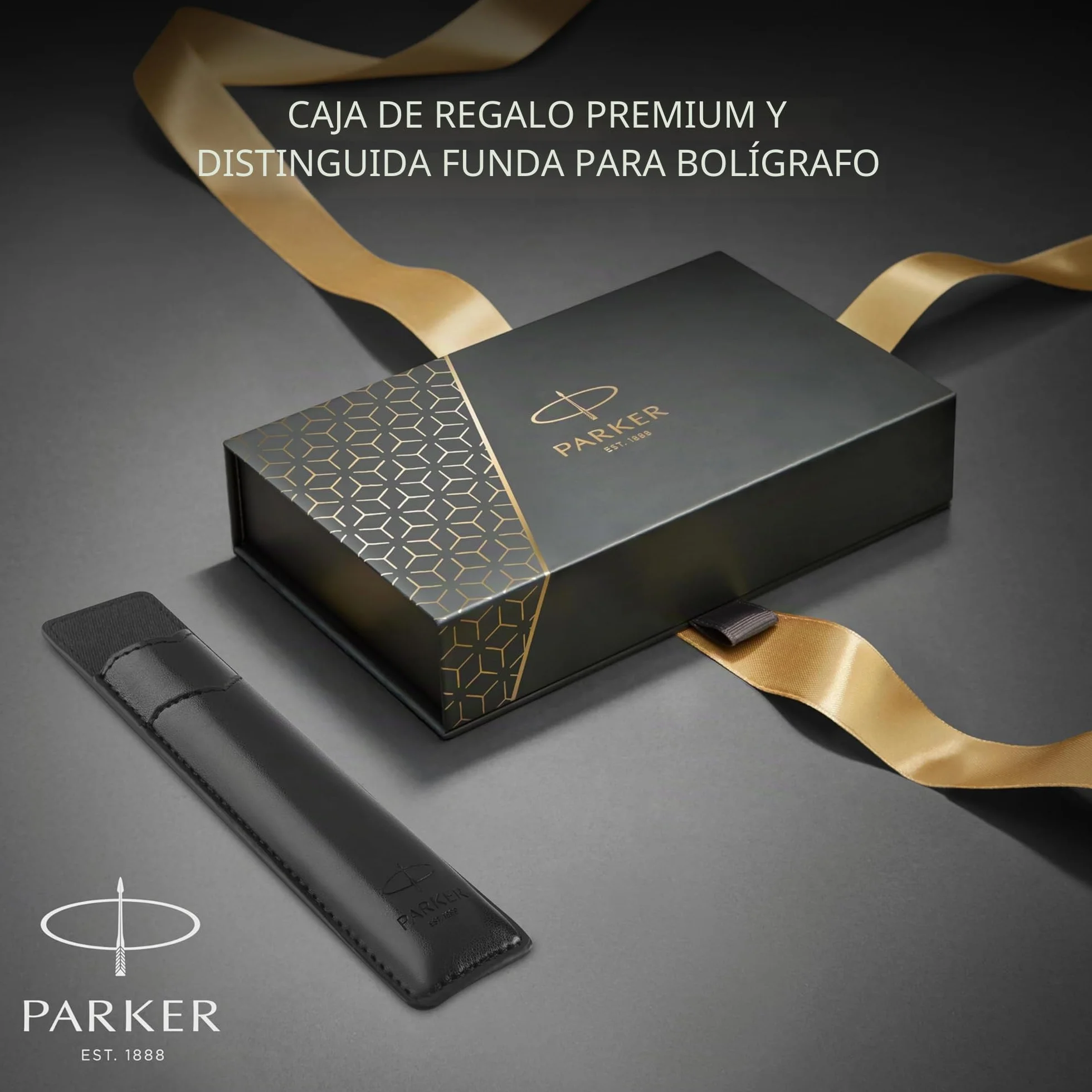 Parker IM Set de regalo Duo Pen Pluma estilográfica y bolígrafo estuche lacado negro cromado punta media recargas tinta azul