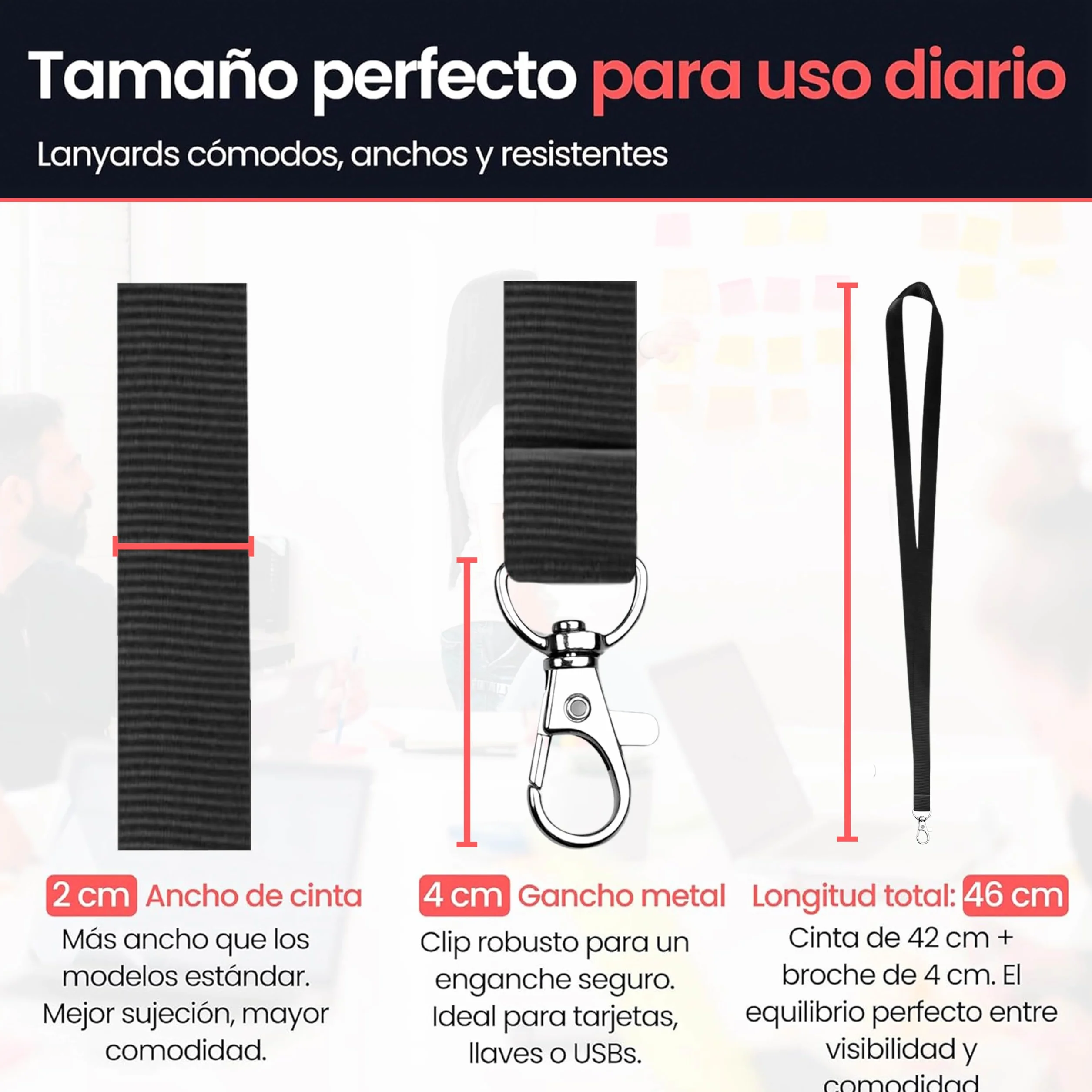 Lote Lanyards Colores Poliéster 2cm x 46cm Gancho Metálico para Cuello Llaves Tarjetas Identificativas