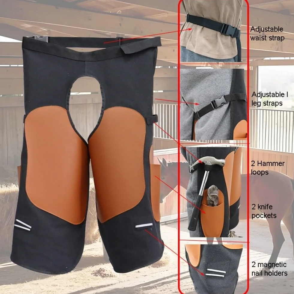 Delantal de herrador ajustable, Delantal de corte de herradura de caballo, Protector de seguridad de soldador resistente al desgaste resistente a las manchas, Equipo de trabajo de cuero reforzado