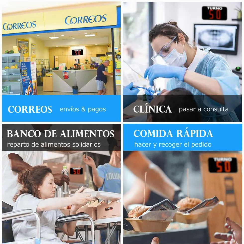 Pantalla Su Turno 2 Dígitos con Mando y 2 Botones de Llamada- Gestion Colas | Llamar números de 2-dígitos en español