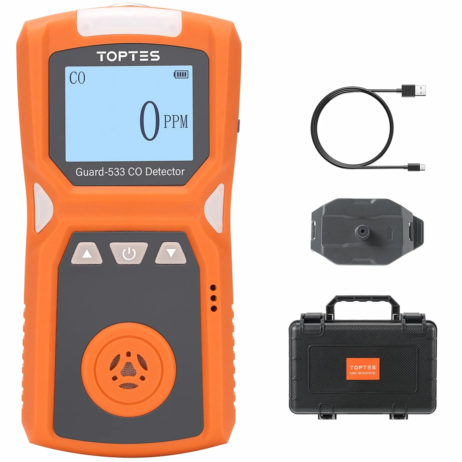 TopTes Guard-533 Detector Portátil de Monóxido de Carbono, con Alarmas Visuales, Sonoras y Vibrantes, Diseño con Clip Trasero, 120h de Espera, y a Prueba de Explosiones para Uso Doméstico y Laboral