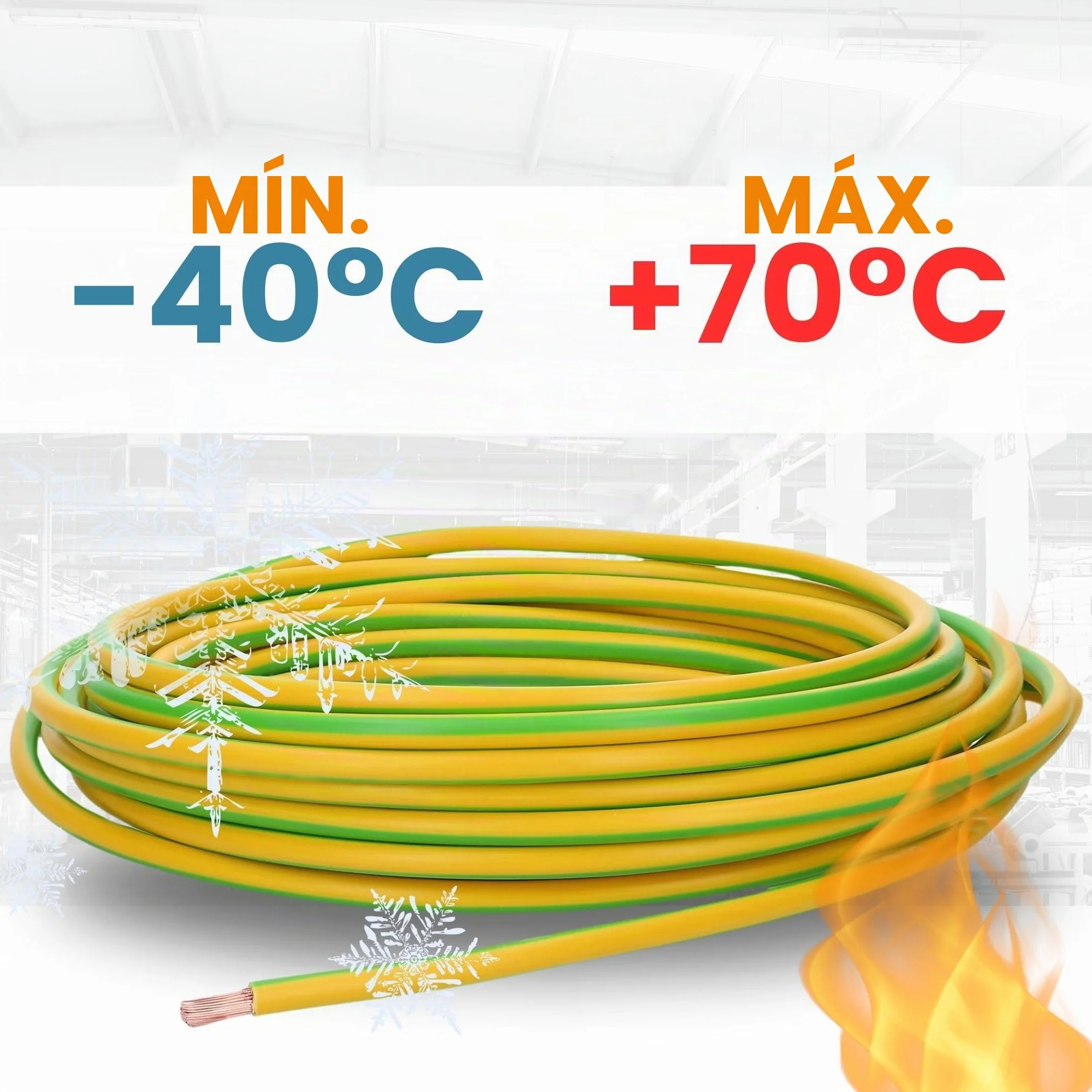 Lapp 4520005 H07V-K 10 mm² - Cable de toma de tierra flexible (PVC, 10 m), color verde y amarillo