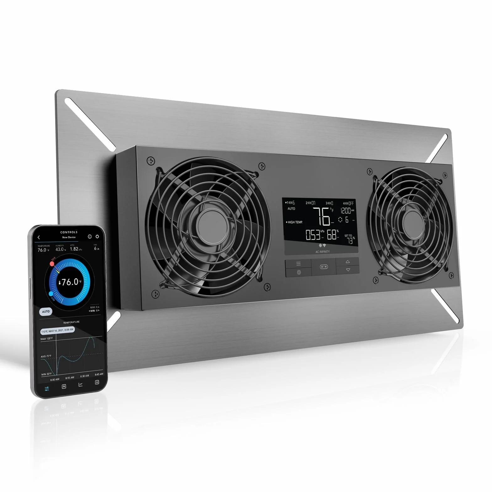 AC Infinity AIRTITAN T8-N, Ventilador para Sótano y Espacio de Rastreo, Compatible con Aplicación WiFi, Controlador de Temperatura y Humedad, Clasificación IP-55, Entrada