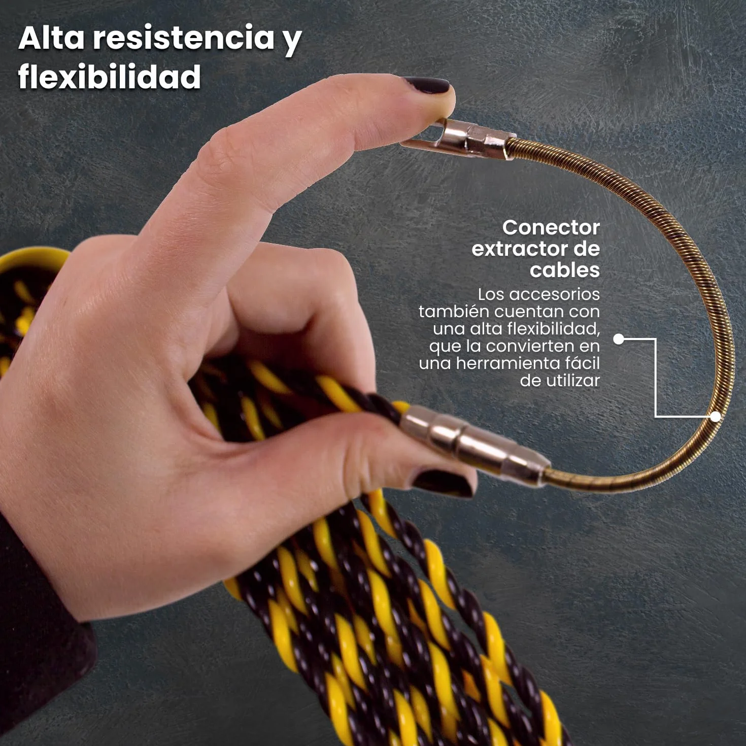 Guia Pasacables Profesional Triple Trenzada con Tubo Organizador Guarda Guia 7mm con Terminales Intercambiables Electricista Profesional para Pasar Cables Paredes, Pisos y Conductos PET (30 Metros)