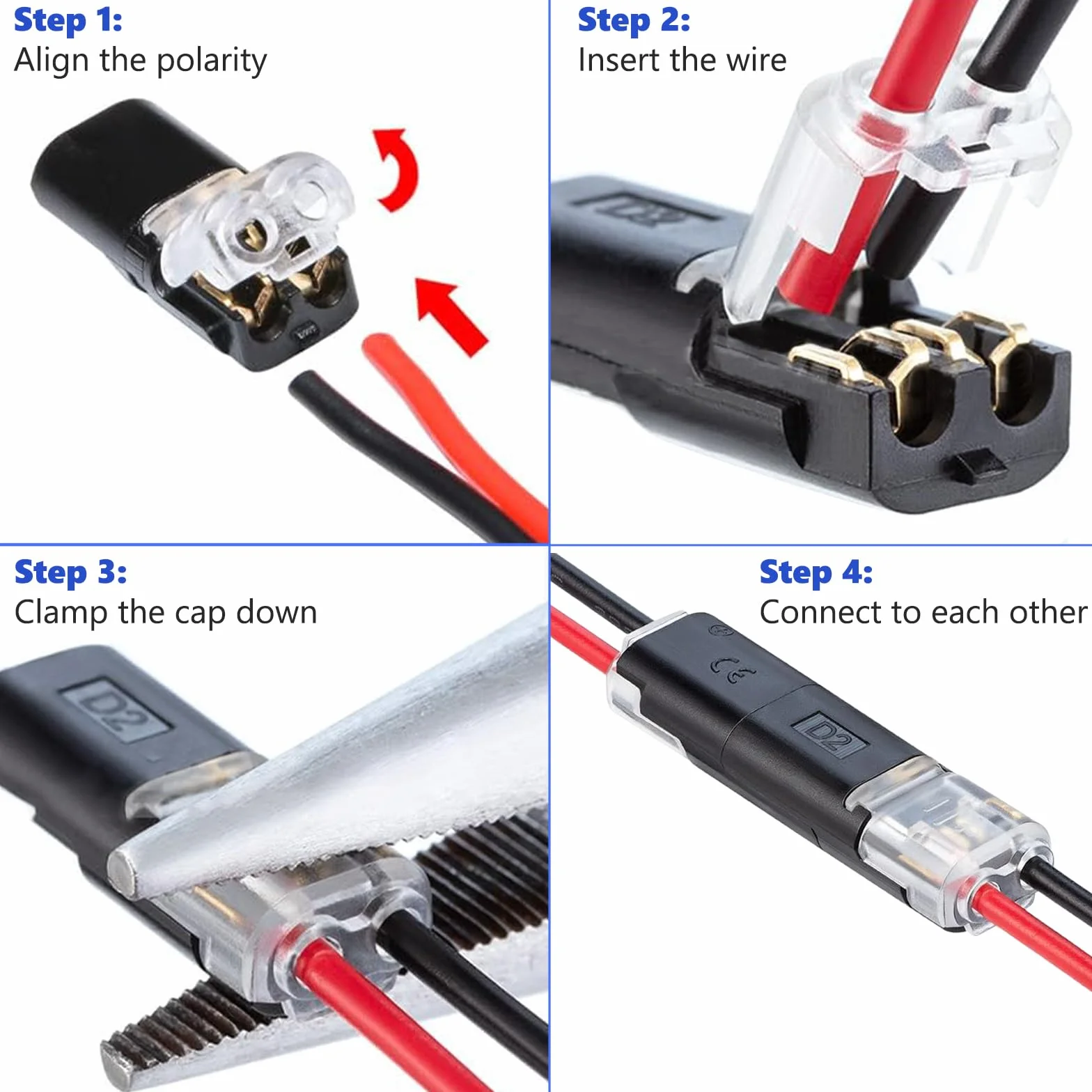 20 Pcs Conectores de Cable Impermeables, Conectores Electricos Rapidos, Conector Rapido Electrico Cables 2 Pines, Terminal de Empalme Duradero y Reutilizable, Terminal en H