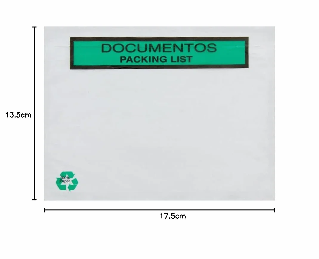 Bolsas Portadocumentos de Papel Transparente para Enviar Paquetes con Autocierre Adhesivo Fácil y Resistente. Bolsas para Embalaje de Correo y Envíos Seguros (100 UDS, 175x135)