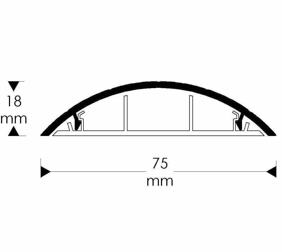 Habengut CC10020 - Organizador de Cables de Suelo (PVC, Puente semicircular, hasta 3 Cables, Ancho de 7,5 cm, Longitud de 1 m)