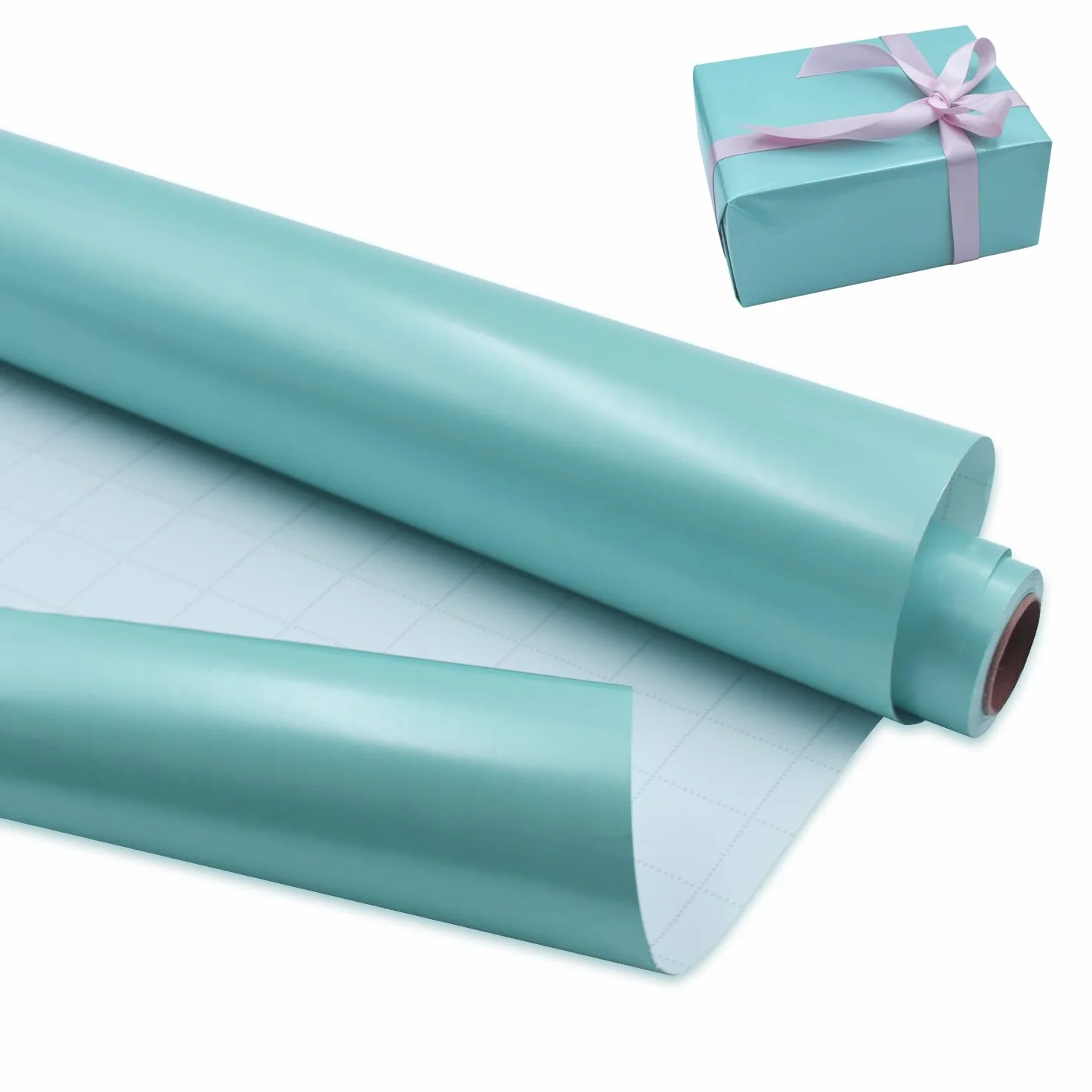 Rollo de papel de regalo mate azul 43cm x 12m, papel perlado de color sólido con lustre