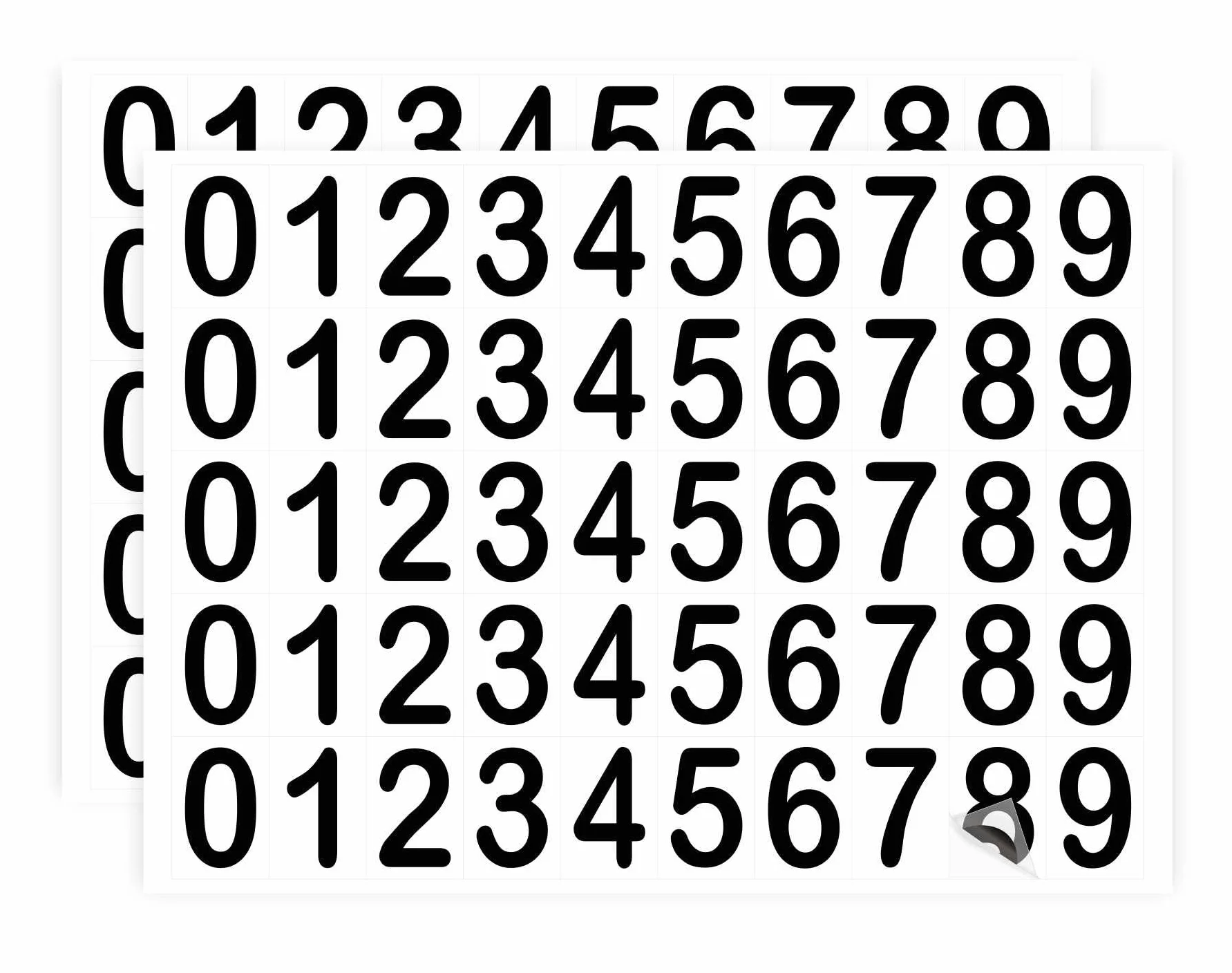 GOYAPRINT Pegatinas 100 Numeros Adhesivos 25mm del 0 al 9 Enumeración Señalización para Taquillas Habitación de Hotel Oficina (Fondo Transparente Números Negros, 17x25 mm)