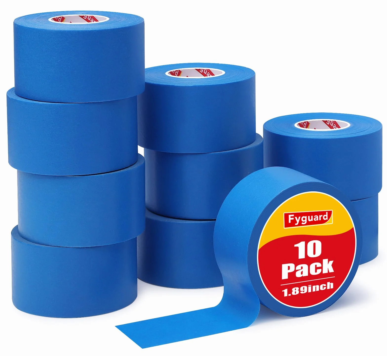 10 rollos de cinta adhesiva de pintor, 48 mm x 50 m, color azul, para trabajos de pintura, resistente al calor, para pintar, renovar