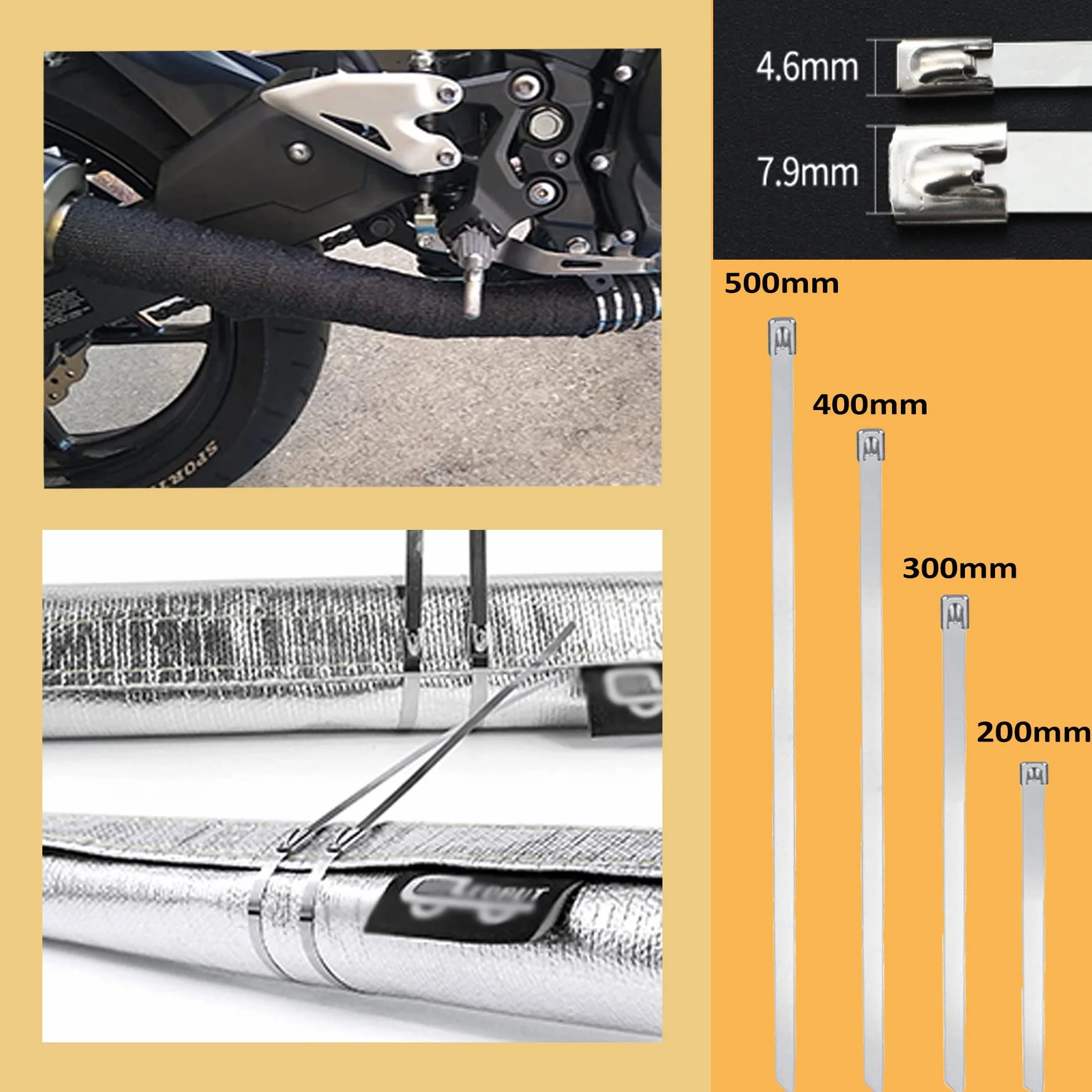 Bridas Metálicas De Acero Inoxidable 30 Piezas 500×7.9mm，Bridas Para Cables，Tuberías，Cercas,Multiusos Con Sistema Antideslizante Deecam Bridas Acero Inoxidable 304