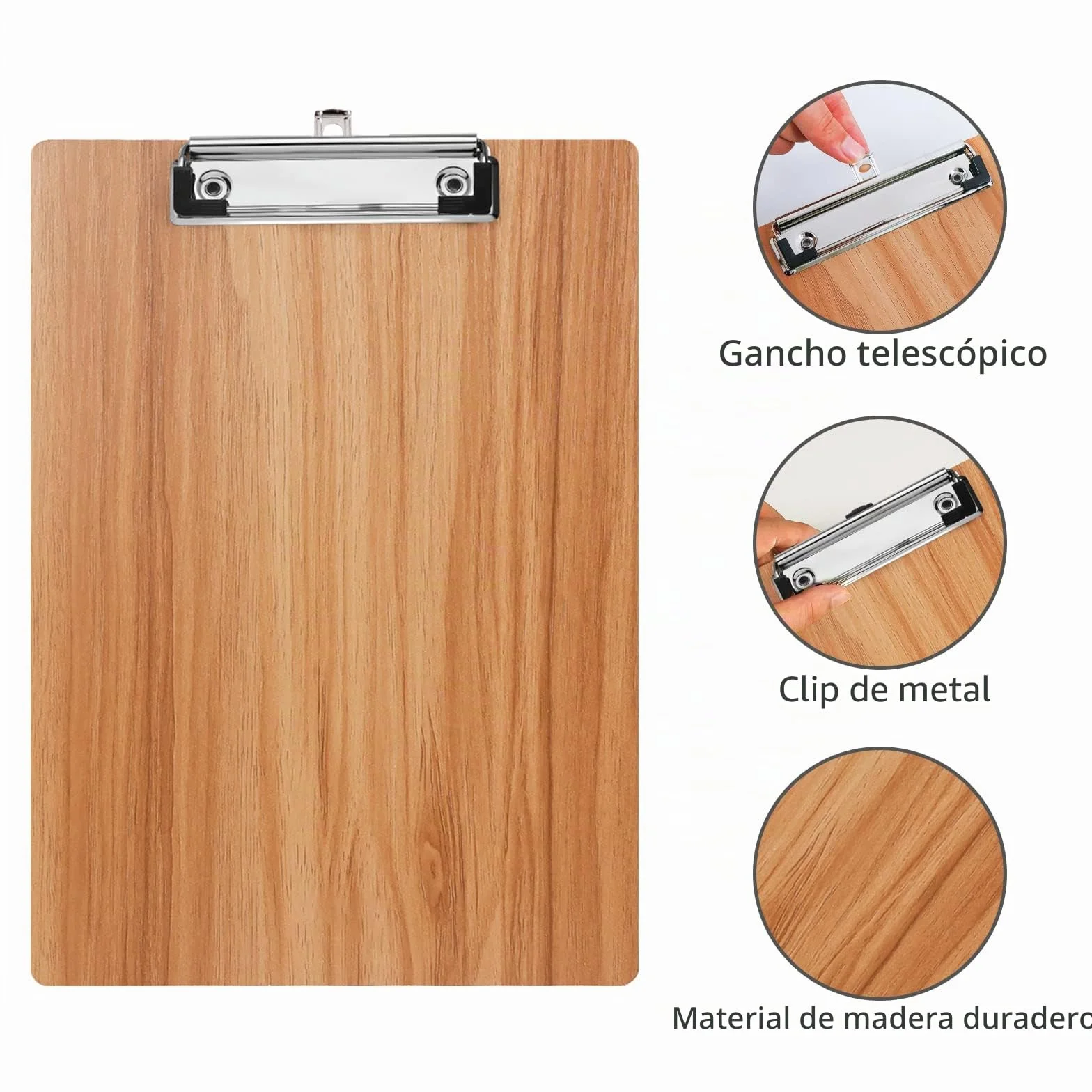 Portapapeles de Madera A4 con Pinza, 10 Piezas con Agujero Colgante
