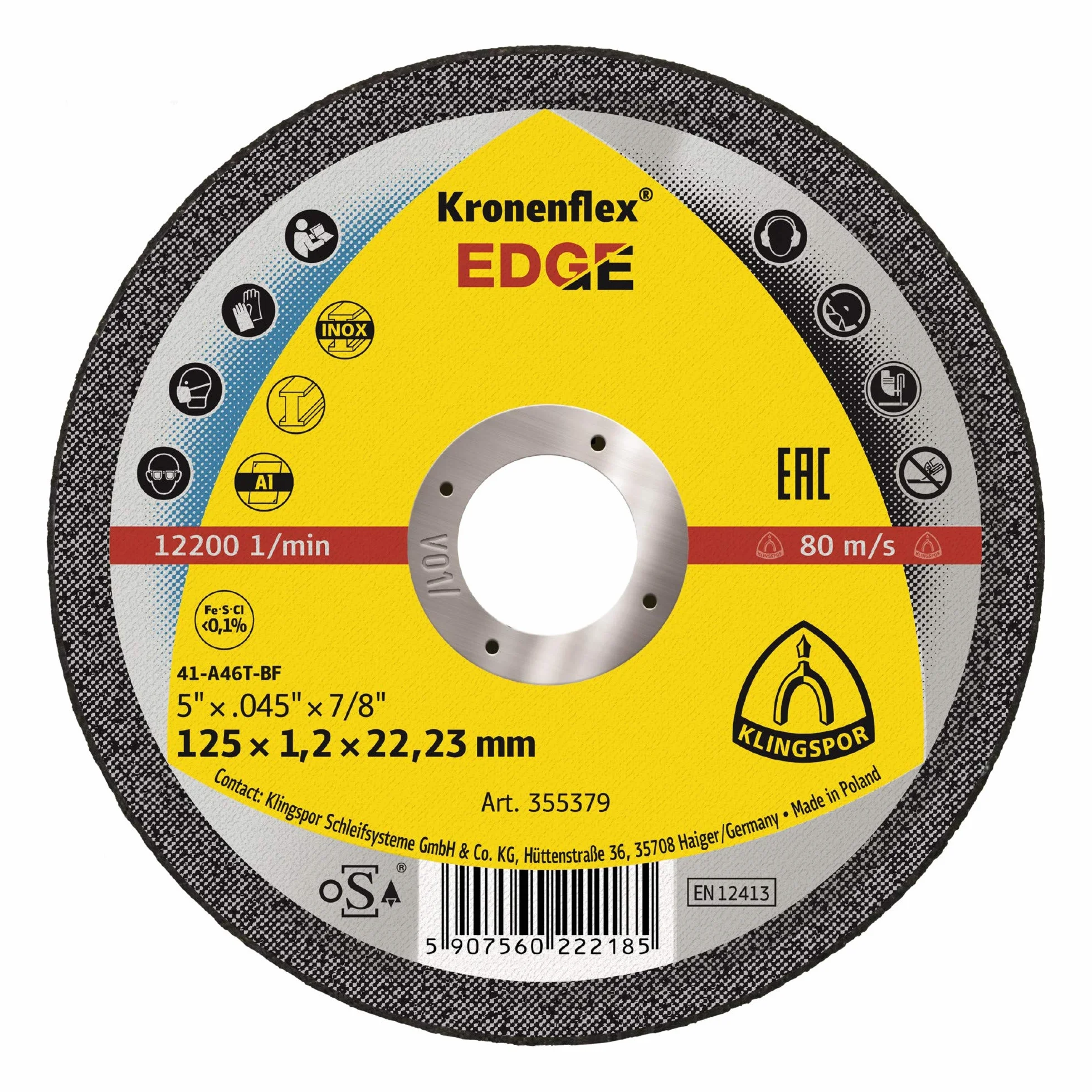 Disco de corte EDGE, 115 x 1,2 x 22,23 mm, recto, 25 unidades