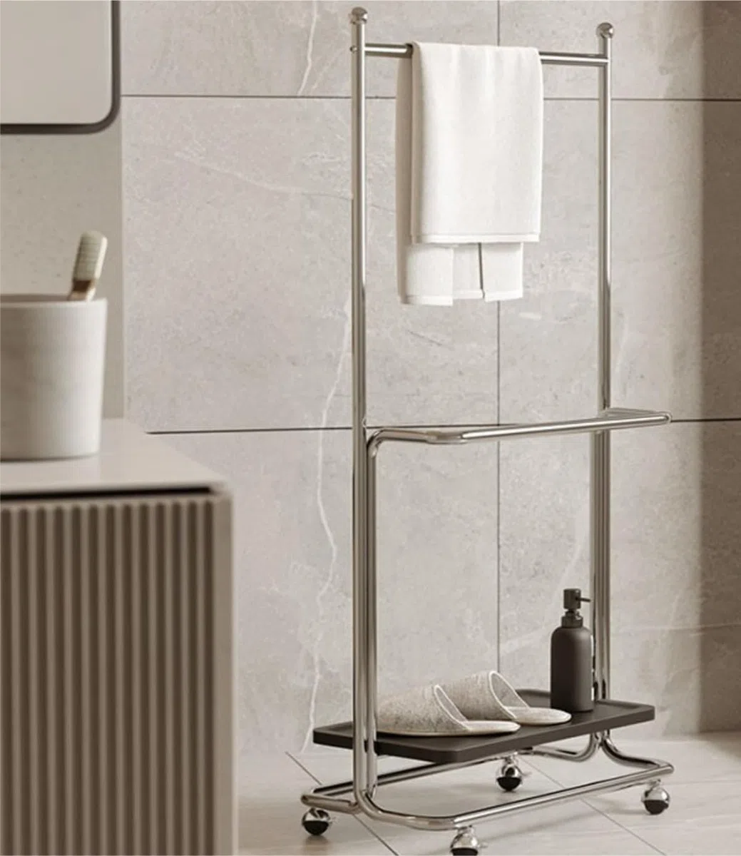 Toallero De Pie Toalleros Independientes con Ruedas For Baño, Perchas, Secadores Y Piscinas Baño Organizador(Black)