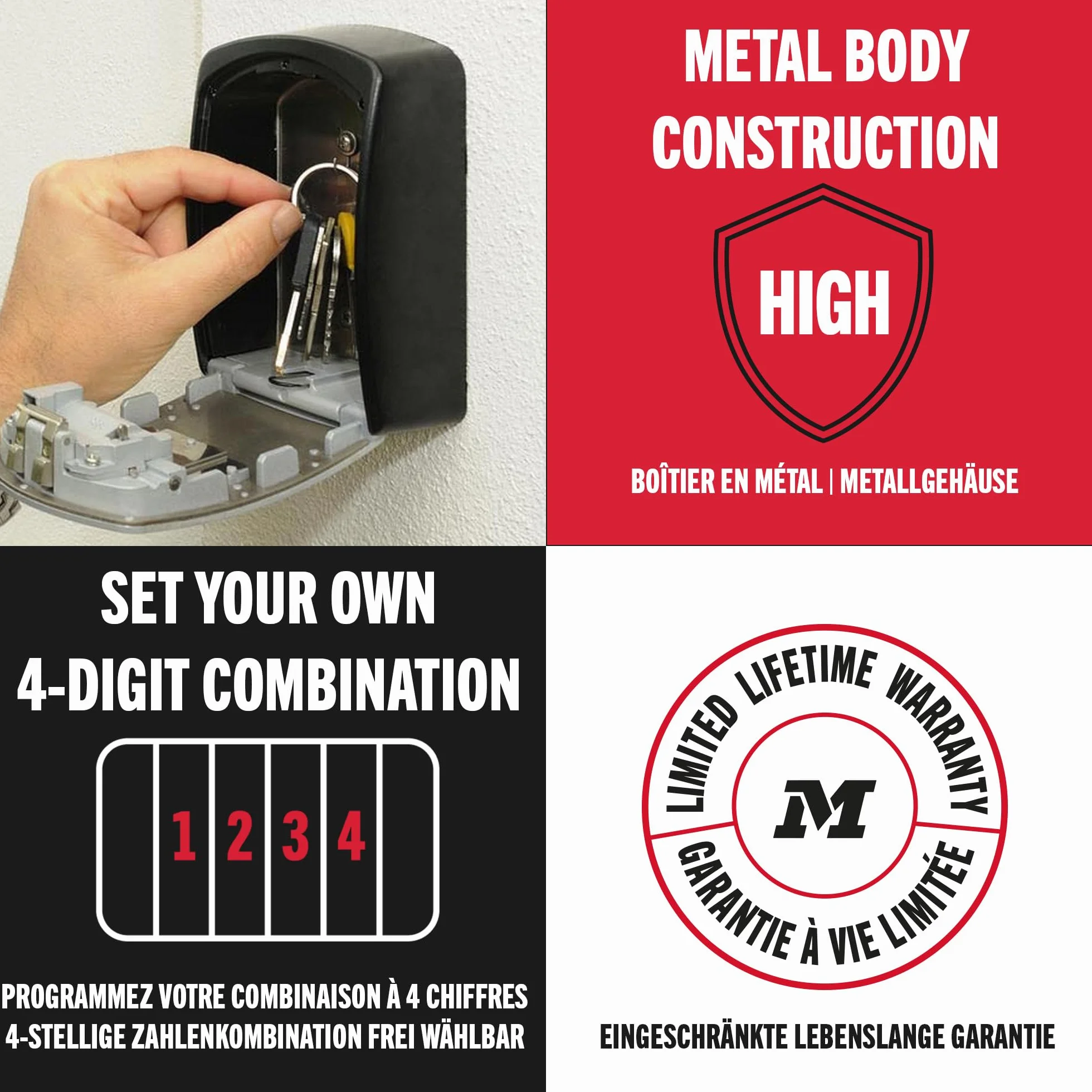Master Lock Caja fuerte para llaves [Extragrande] [Montaje mural] - 5403EURD - Caja de seguridad
