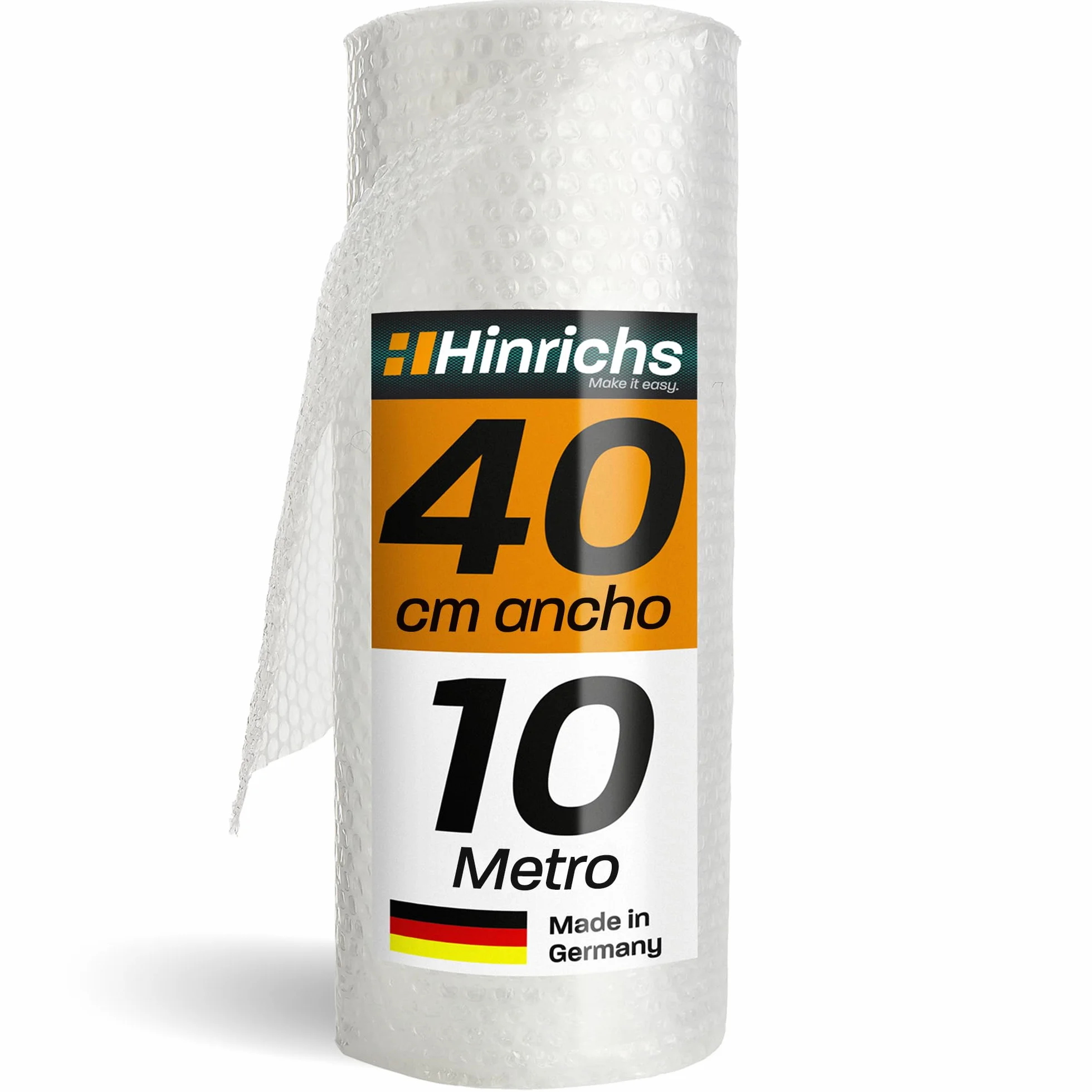 Hinrichs Papel Burbujas 10m x 40cm Plástico de Burbujas Embalaje Amortiguación Reciclable