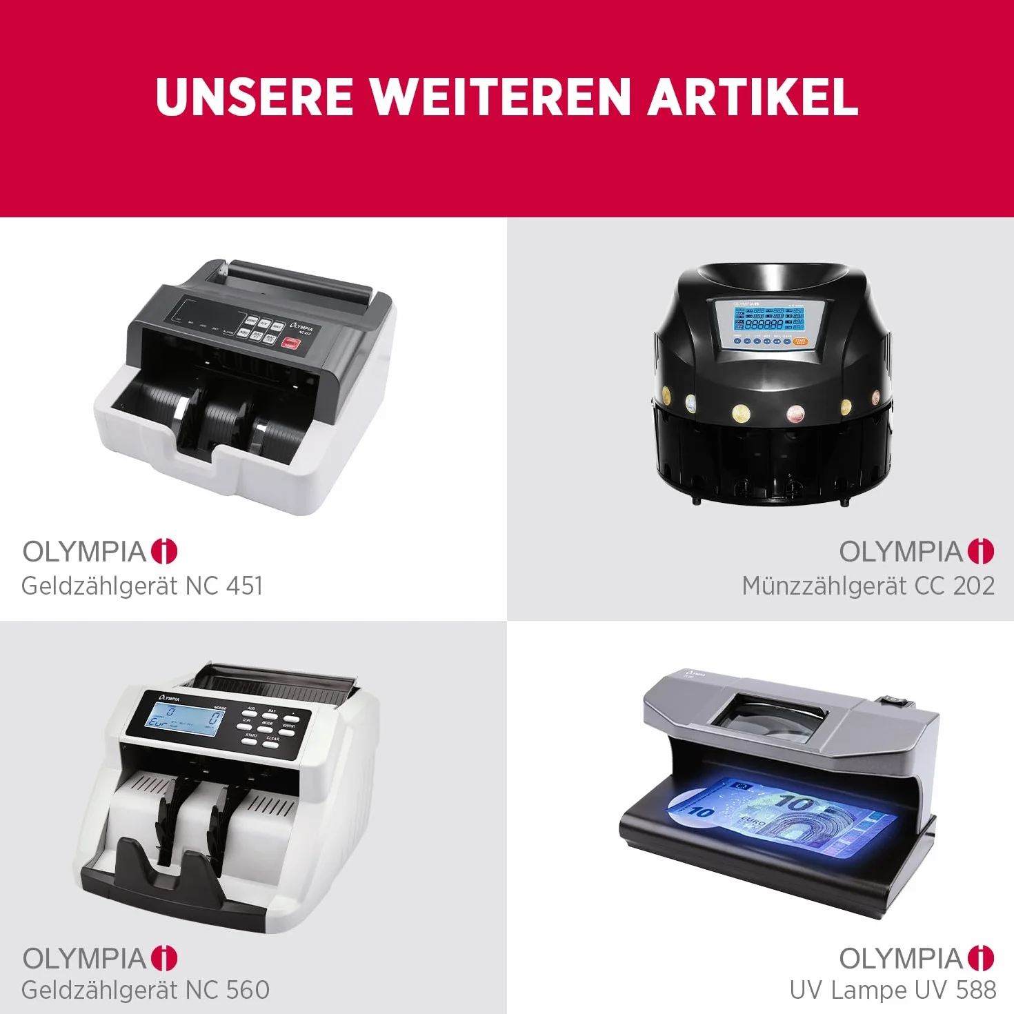 Olympia Detector de billetes UV 587, luz UV 365 nm, 2 LED UV 3 W, comprobador billetes falsos USB