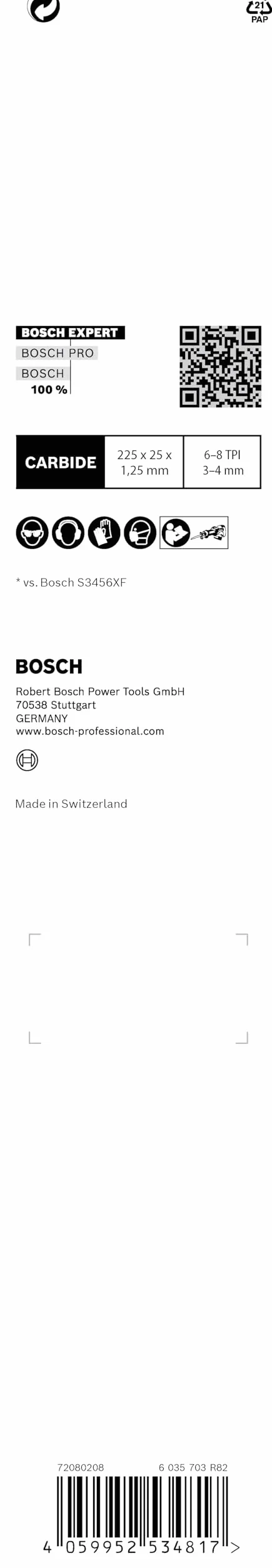 Bosch Professional 1x Hoja de sierra sable Expert `Multi Material` S 1156 XHM (para Hierro fundido, Longitud 225 mm, accesorios Sierra sable)