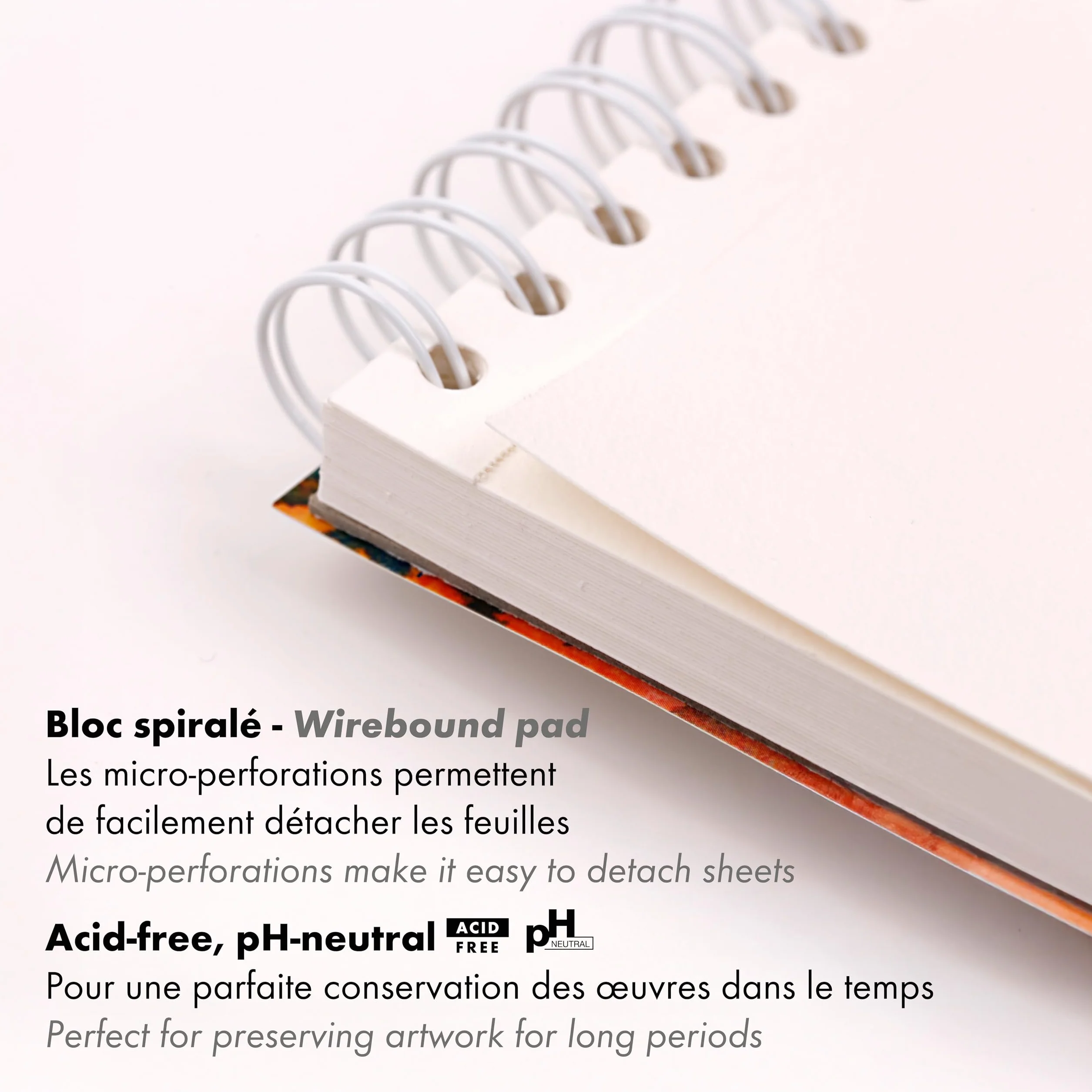 Clairefontaine Bloc spiralé micro-perforé Aquapad A5 14,8x21 cm 300g 25 Feuilles Papier Aquarelle Blanc Grain Moyen Fin