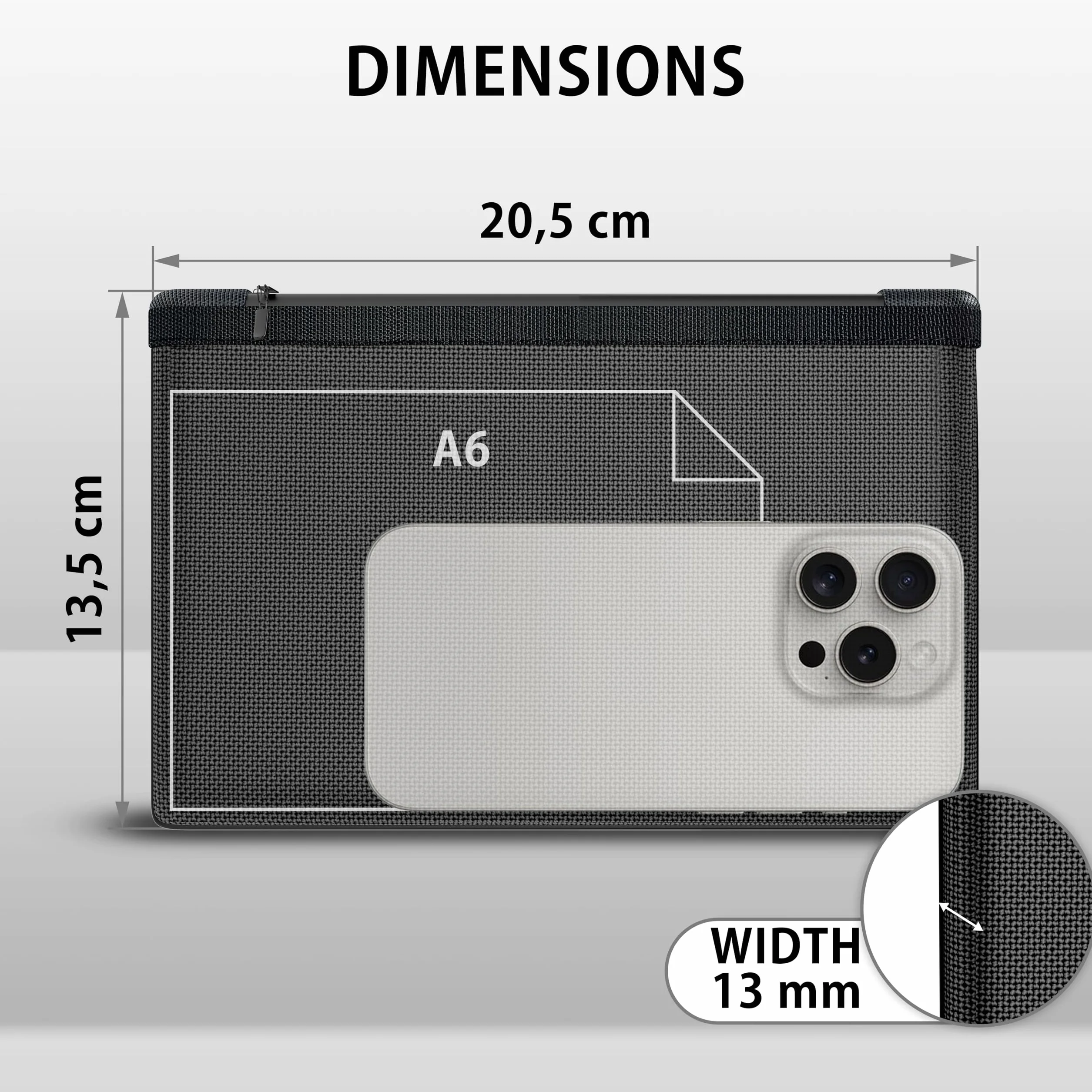 Bolsa Ignifuga para Dinero y Documentos 13,5 x 20,5 cm con Revestimiento Interior de Aluminio y Cremallera Impermeable Caja DIN A6