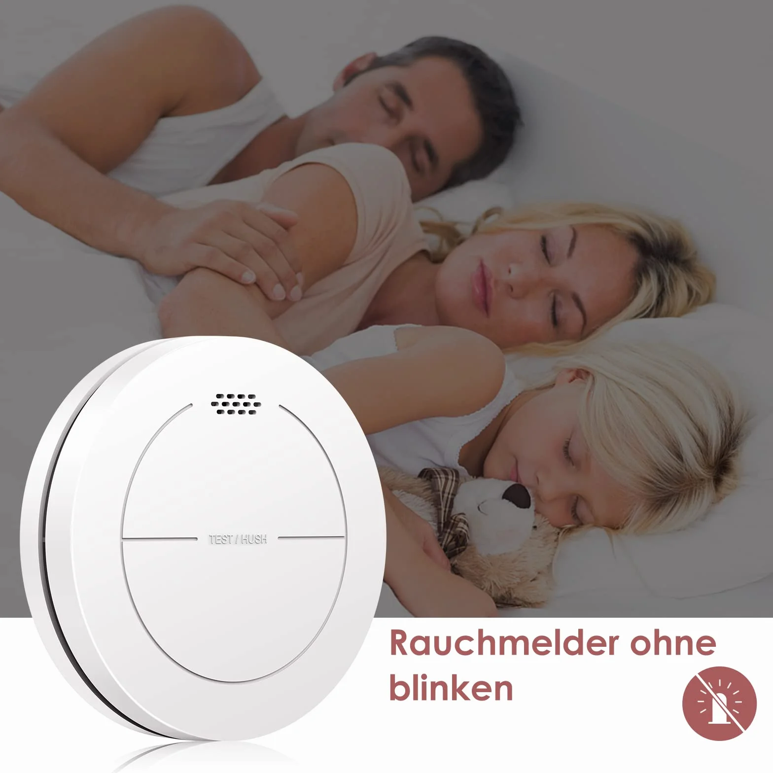 Detector de Humo Plano 85dB, batería 10 años, función Silencio, 1 Pieza