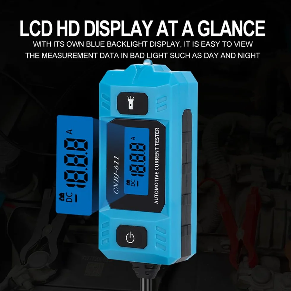 Yctze Probador de Corriente de Automóvil con Pantalla de Fondo de Retroiluminación LCD LED Light Car Sauge para la Detección de Corriente