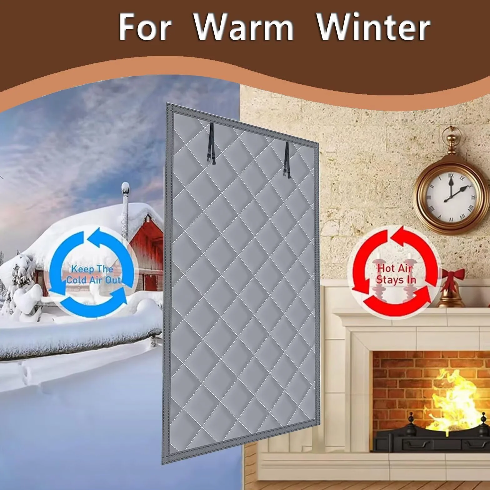 Kit de aislamiento para ventanas, Cubierta térmica para ventanas a prueba de viento y frío, Aislamiento de tela Oxford para ventanas en invierno(65x130cm,gris)