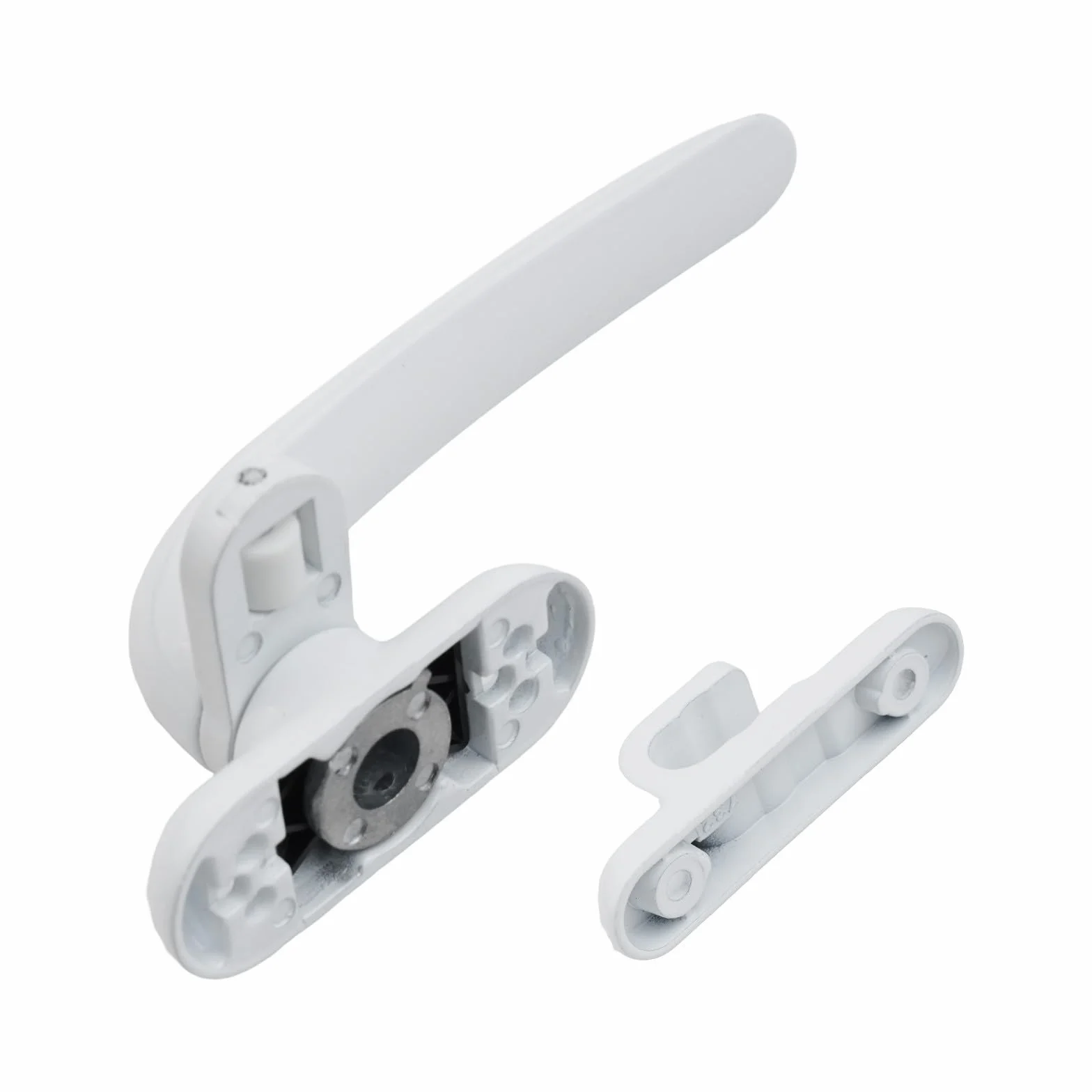 Manija de aleación de aluminio para puertas y ventanas, manija de puerta antirrobo con mecanismo de bloqueo seguro, agarre cómodo plano, fácil instalación (blanco derecho)