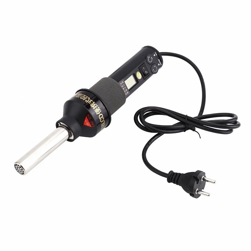 Yosoo Pistola de Aire Caliente LCD 450 W 220 V Profesional portátil Pistola de Aire Caliente Kit con boquillas y Soporte para Soldadura