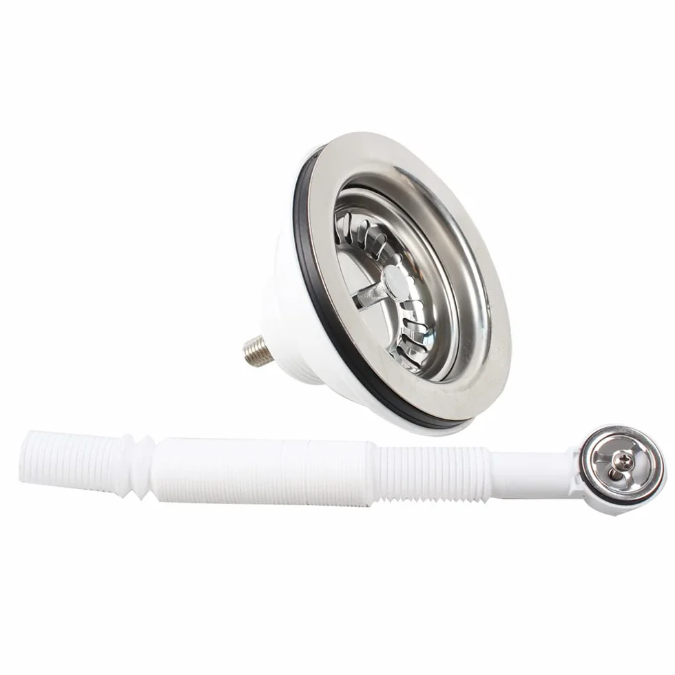 Talea Acero inoxidable 304 Tornillo largo de 5,5 cm Fregadero de cocina 114 mm Desagüe tipo cuenco Colador de desagüe con rebosadero 2 tipos de rebosadero XK186GE
